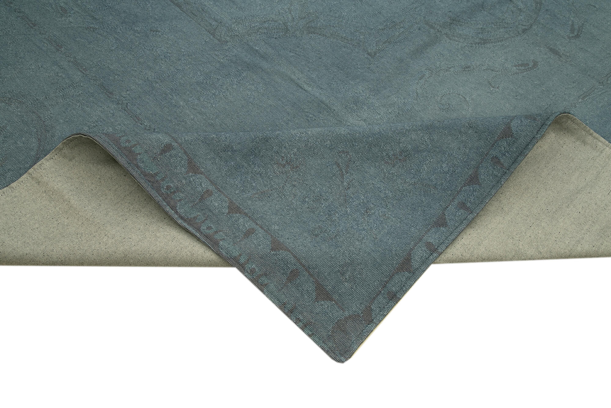 Handmade Area Rug – Turkish Floral Rug 9'0''x12'6'' Grey Cotton Wool Blend