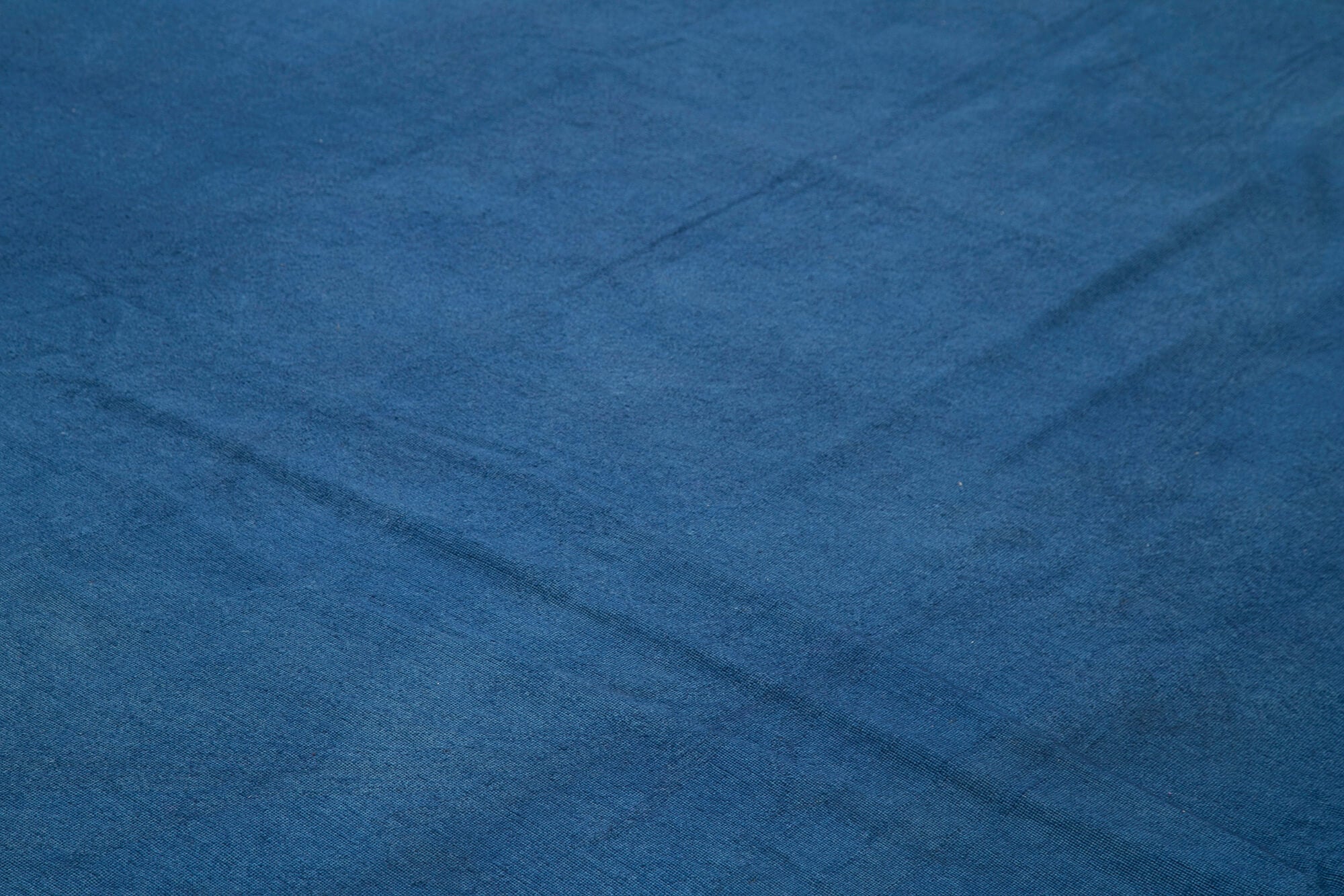 Handmade Area Rug – Blue Floral Vintage Handwoven Turkish Cotton Wool Carpet 11'5''x13'5''