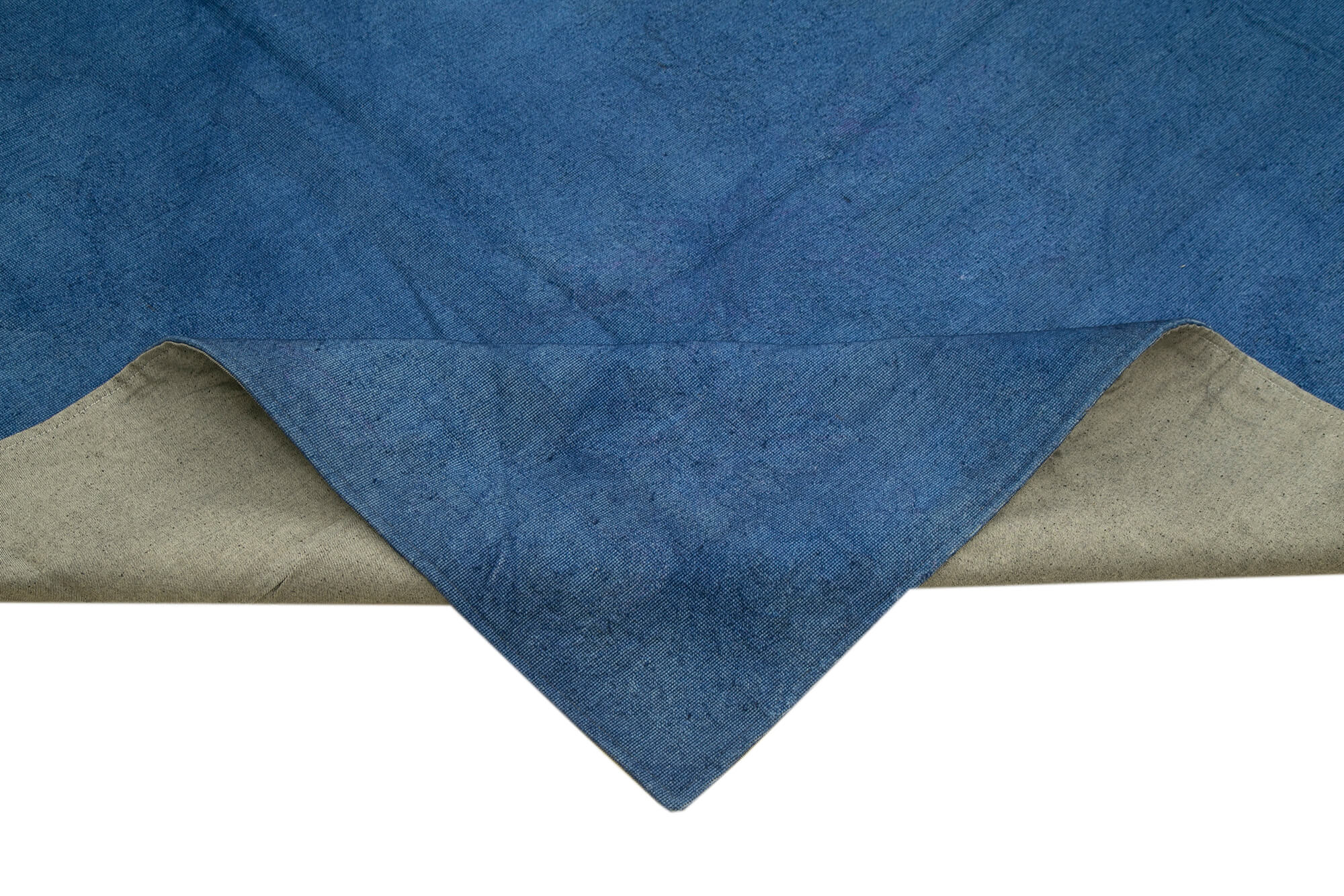Handmade Area Rug – Blue Floral Vintage Handwoven Turkish Cotton Wool Carpet 11'5''x13'5''