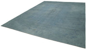 Handmade Wool Area Rug – Blue Floral Rug with Durable Cotton Weave, 11'3''x14'8''