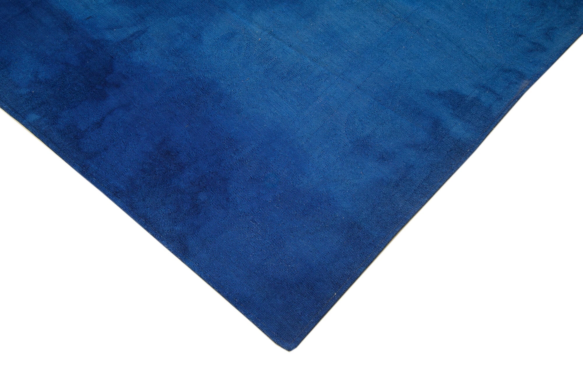 Handmade Wool Area Rug – Blue Floral Pattern Carpet | Vintage Turkish Cotton Wool