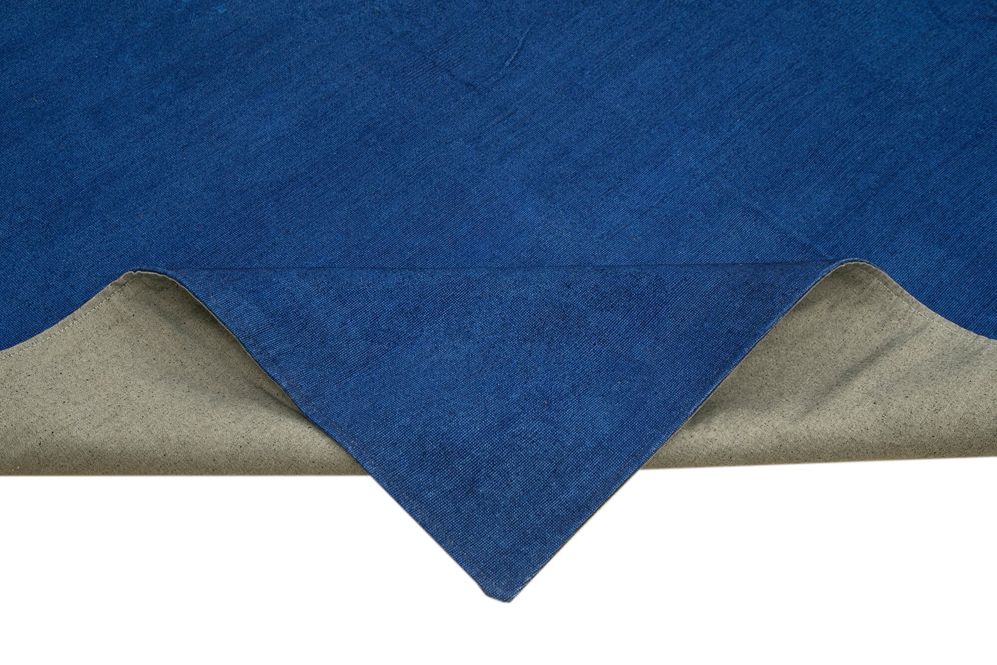 Handmade Wool Area Rug – Blue Floral Pattern Carpet | Vintage Turkish Cotton Wool