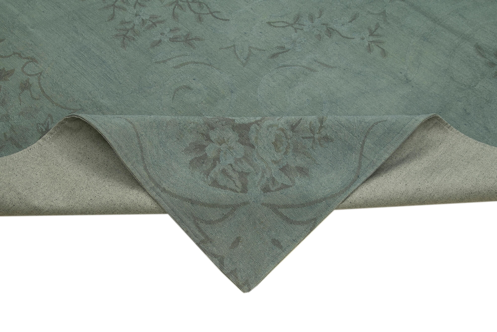 Handmade Area Rug – Vintage Wool Rug Grey Floral Pattern, Cotton Wool Carpet 8'9''x12'8''