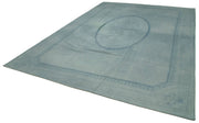 Handmade Wool Area Rug – Blue Floral Rug 9'1'' x 12'9'' | Durable Cotton Carpet