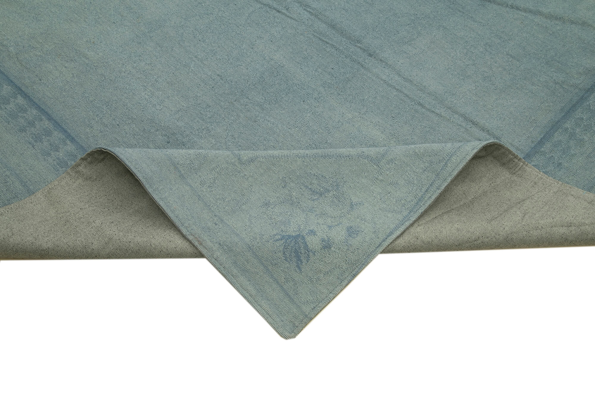 Handmade Wool Area Rug – Blue Floral Rug 9'1'' x 12'9'' | Durable Cotton Carpet