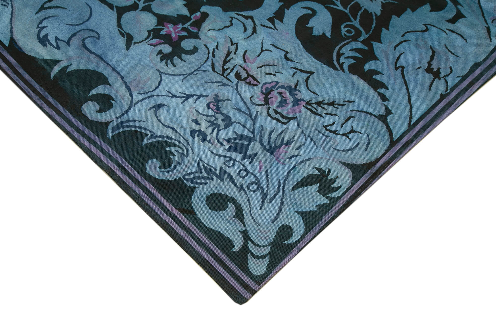 Handmade Wool Area Rug – Vintage Turkish Carpet, Purple Floral Rug 12x14