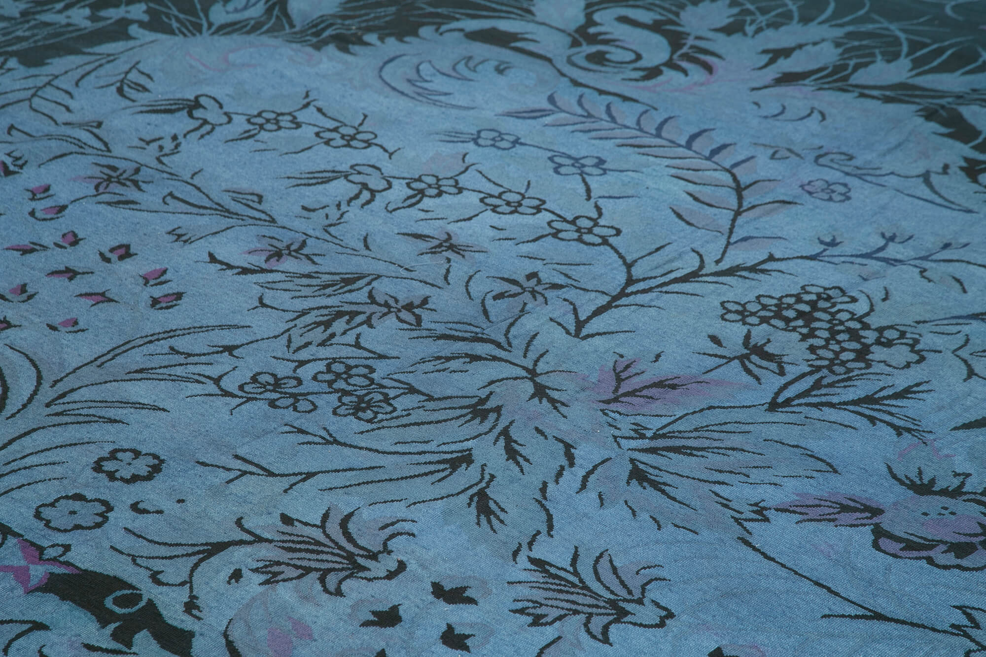 Handmade Wool Area Rug – Vintage Turkish Carpet, Purple Floral Rug 12x14