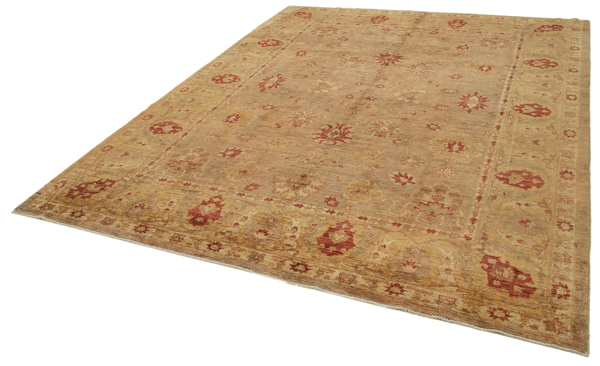 Handmade Wool Area Rug – Classic Beige Carpet 8x10 Vintage Turkish Knotted