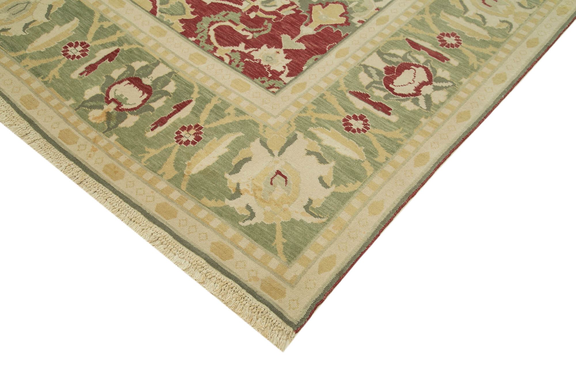 Handmade Wool Area Rug | Tebriz Beige Vintage Turkish Carpet 8'10'' x 11'6''
