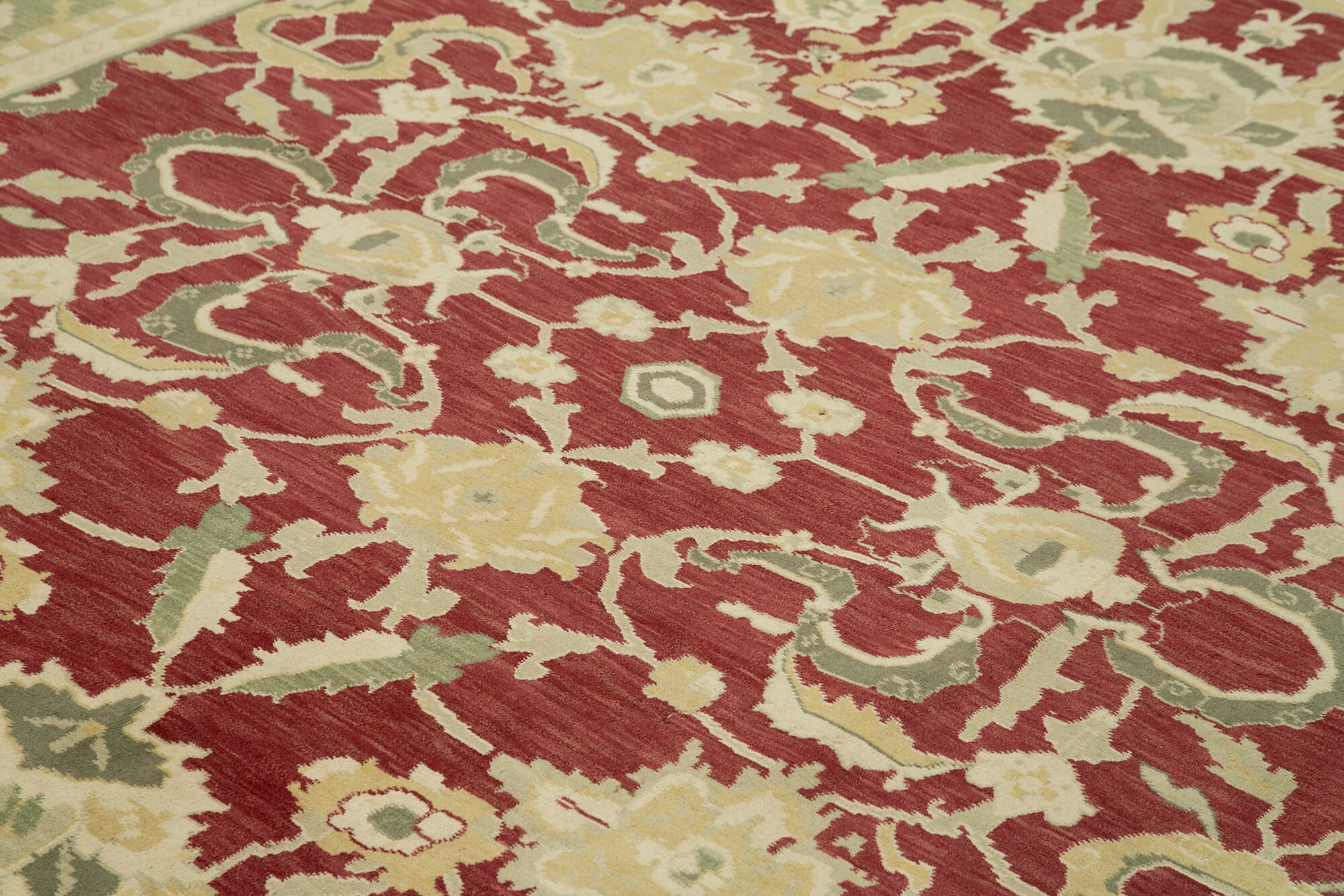 Handmade Wool Area Rug | Tebriz Beige Vintage Turkish Carpet 8'10'' x 11'6''