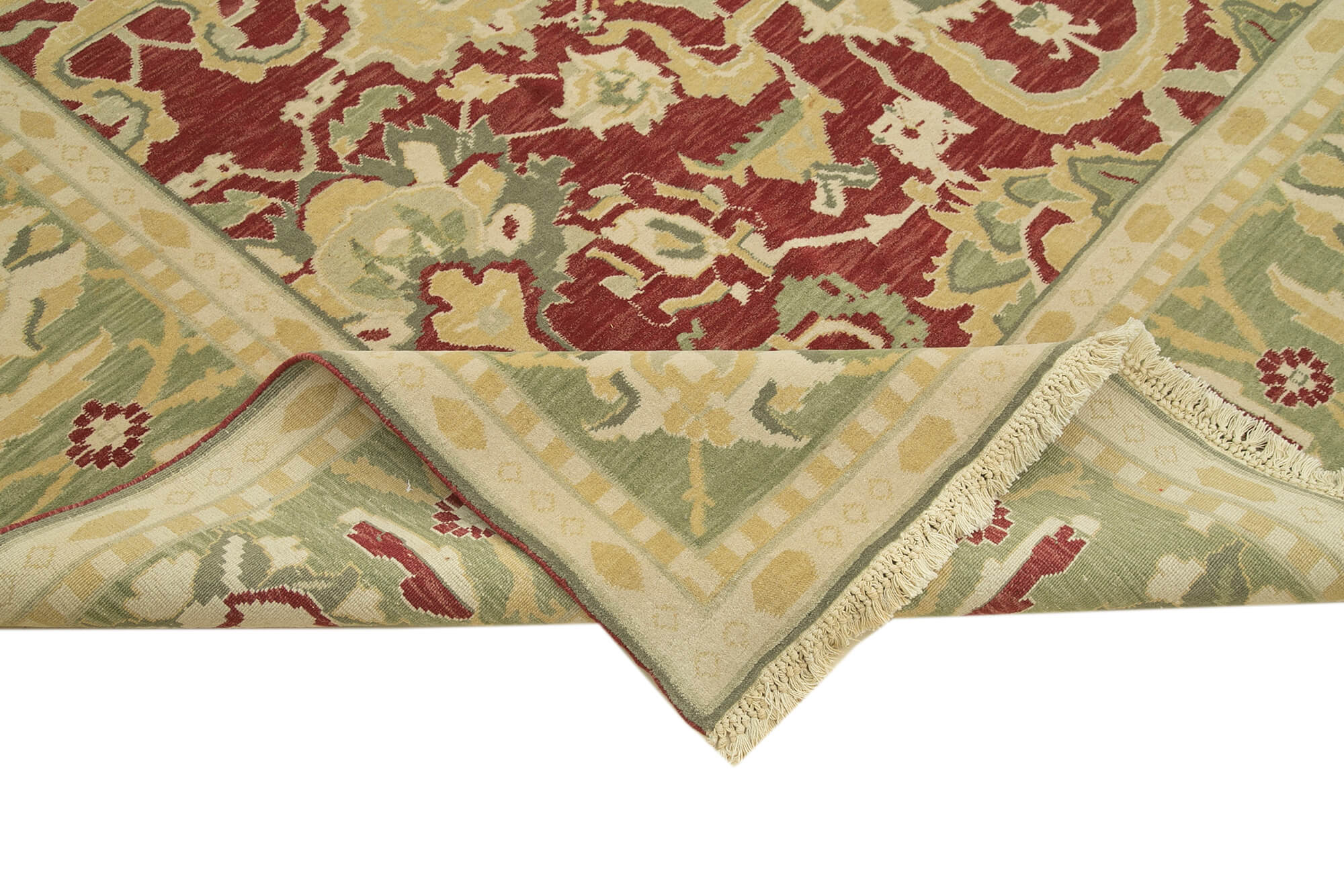 Handmade Wool Area Rug | Tebriz Beige Vintage Turkish Carpet 8'10'' x 11'6''