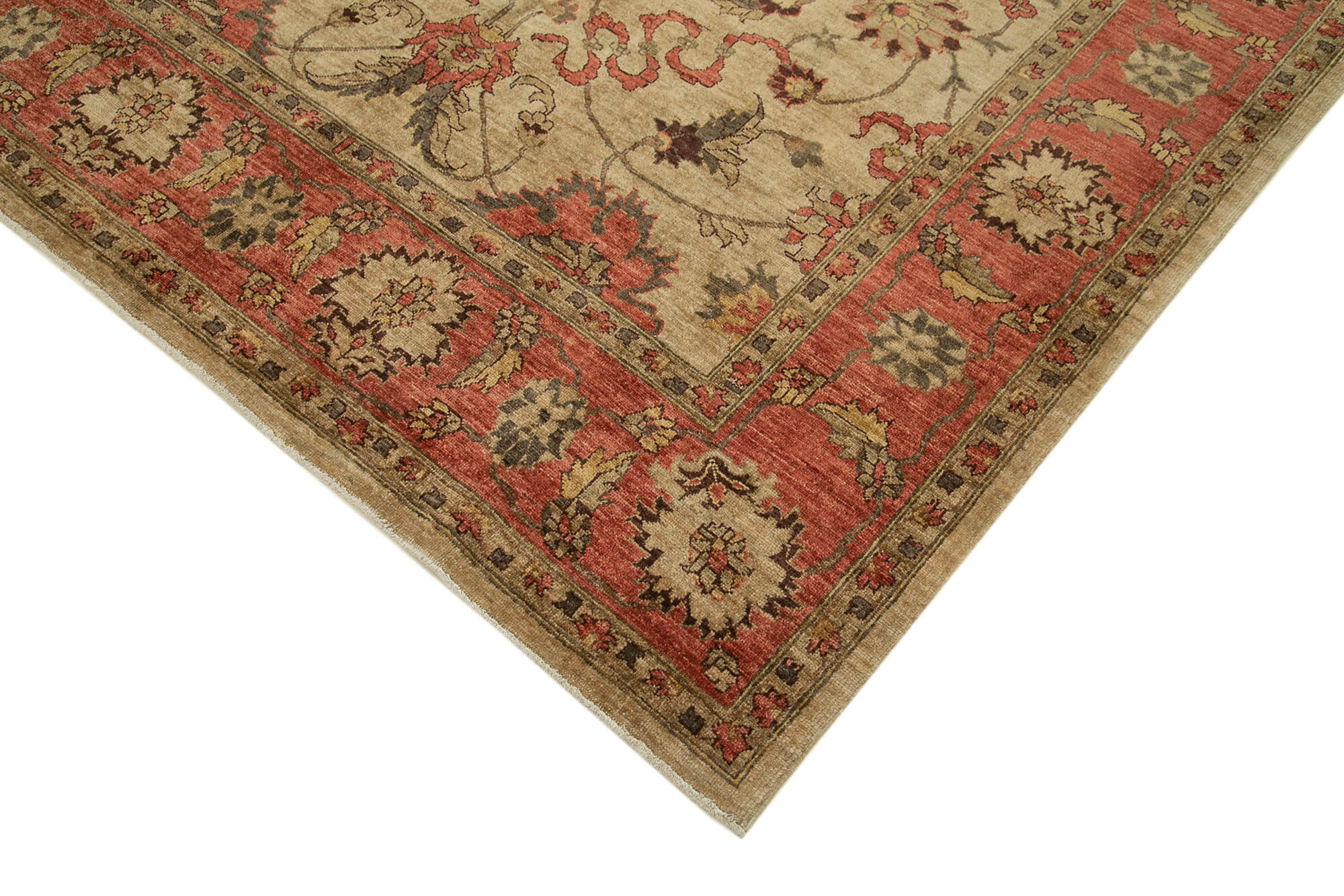 Handmade Wool Area Rug – Tebriz Classic Beige Cotton Wool Rug 6'2''x9'5''
