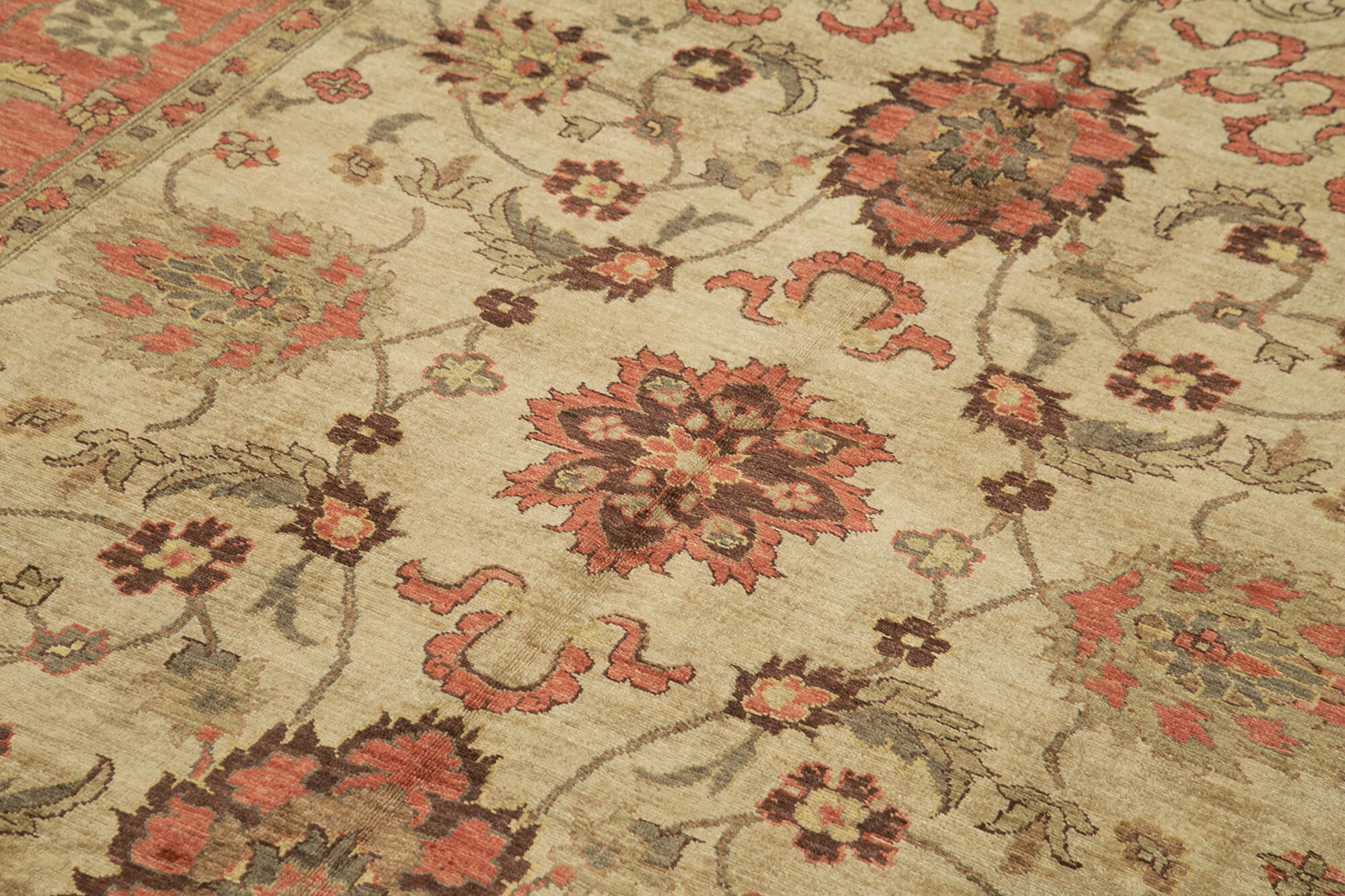 Handmade Wool Area Rug – Tebriz Classic Beige Cotton Wool Rug 6'2''x9'5''