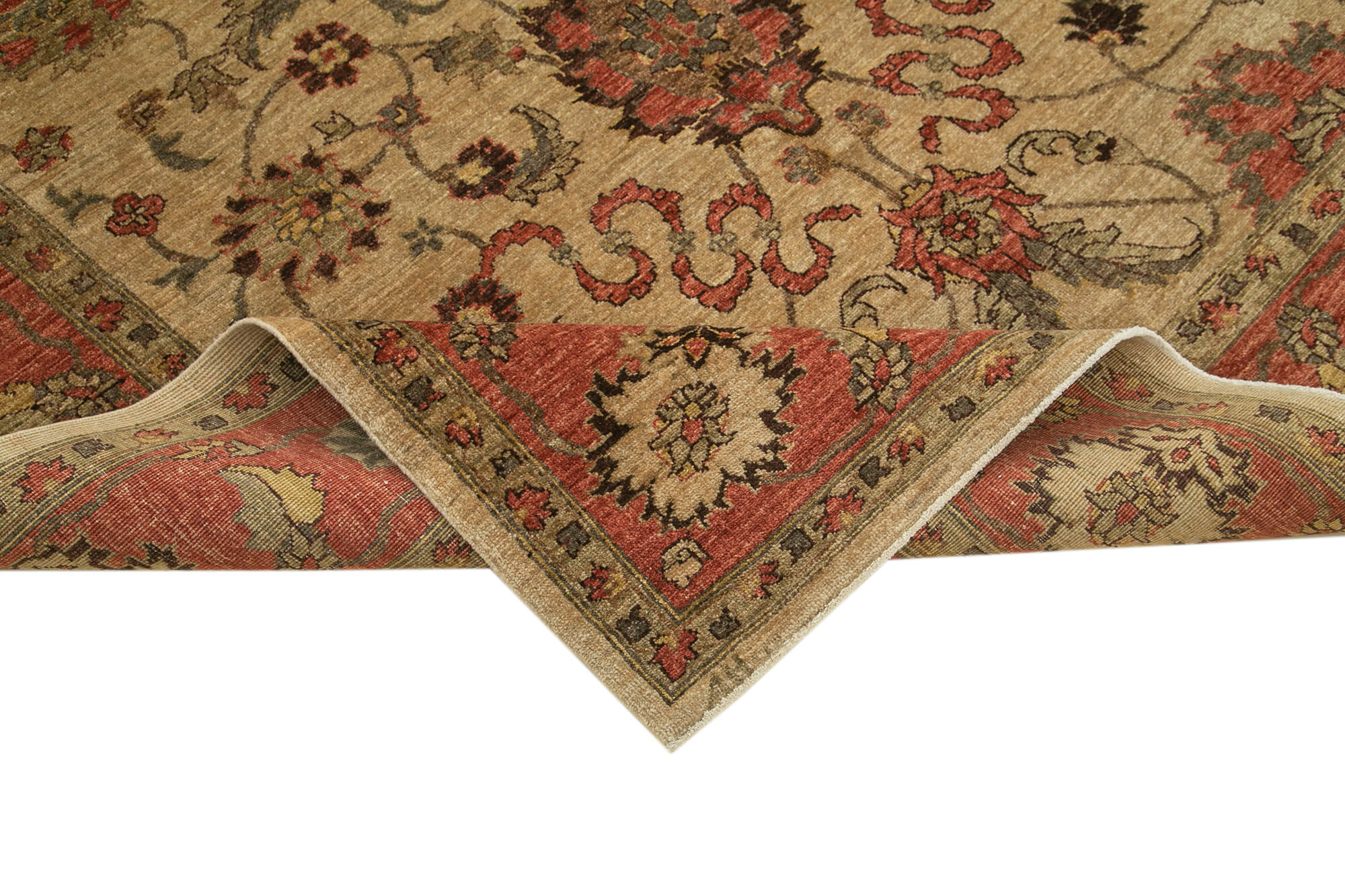Handmade Wool Area Rug – Tebriz Classic Beige Cotton Wool Rug 6'2''x9'5''