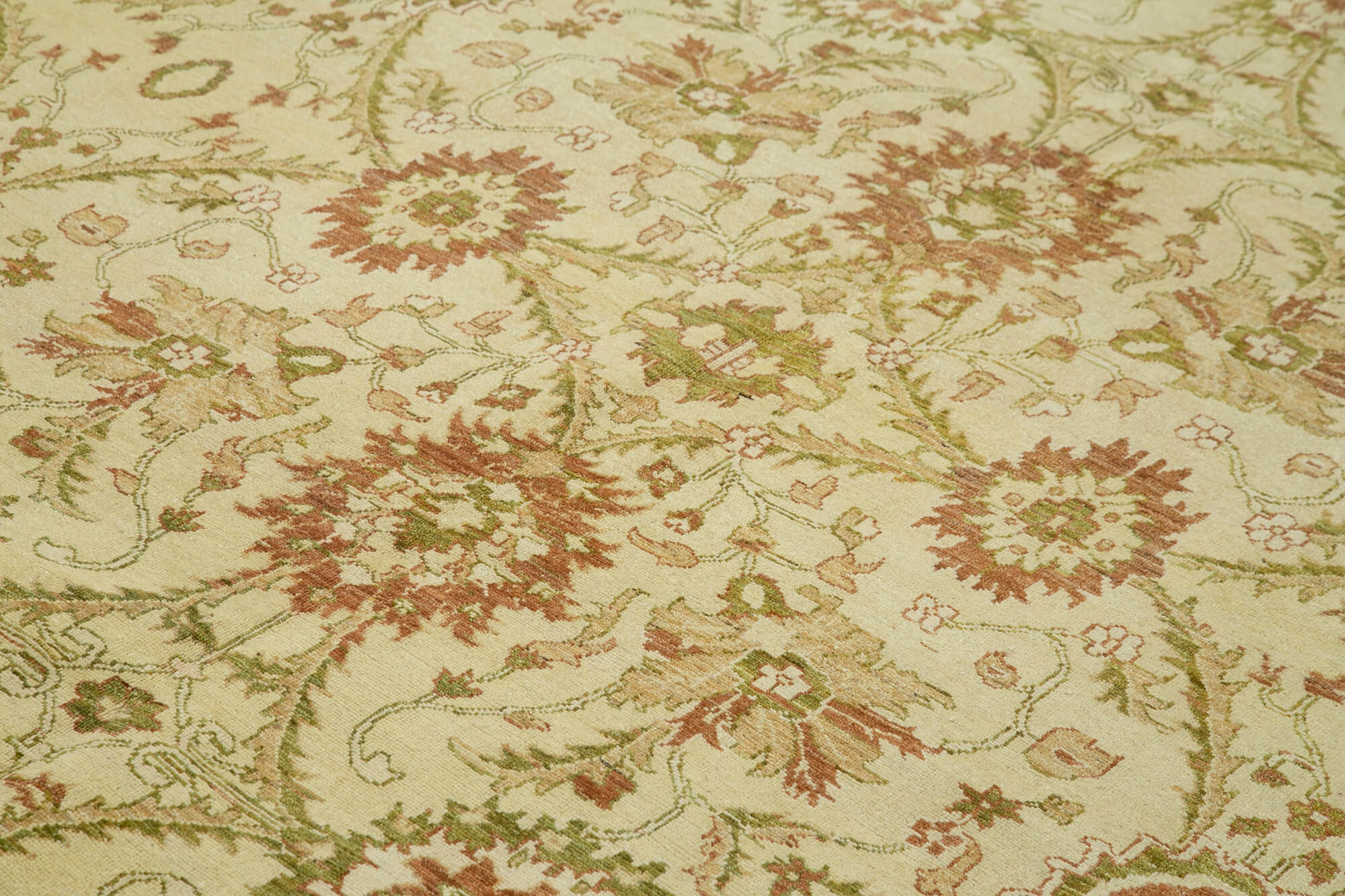 Handmade Area Rug – Classic Beige Cotton Wool Turkish Vintage Carpet 9'x11'6"