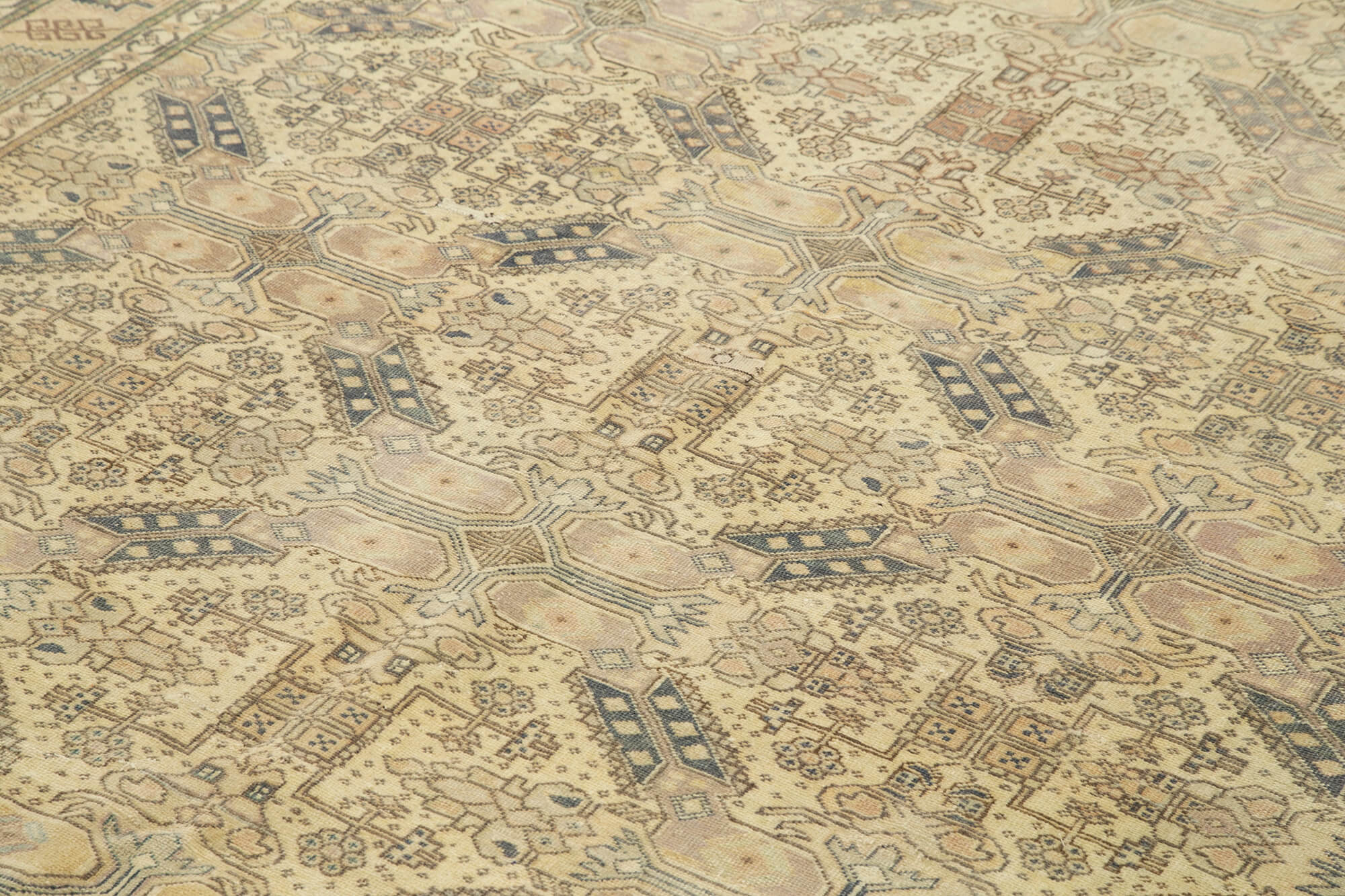 Vintage Cotton Wool Rug - Handmade Beige Wool Area Rug 6'6'' x 9'5'' | Durable Turkish Vintage Carpet