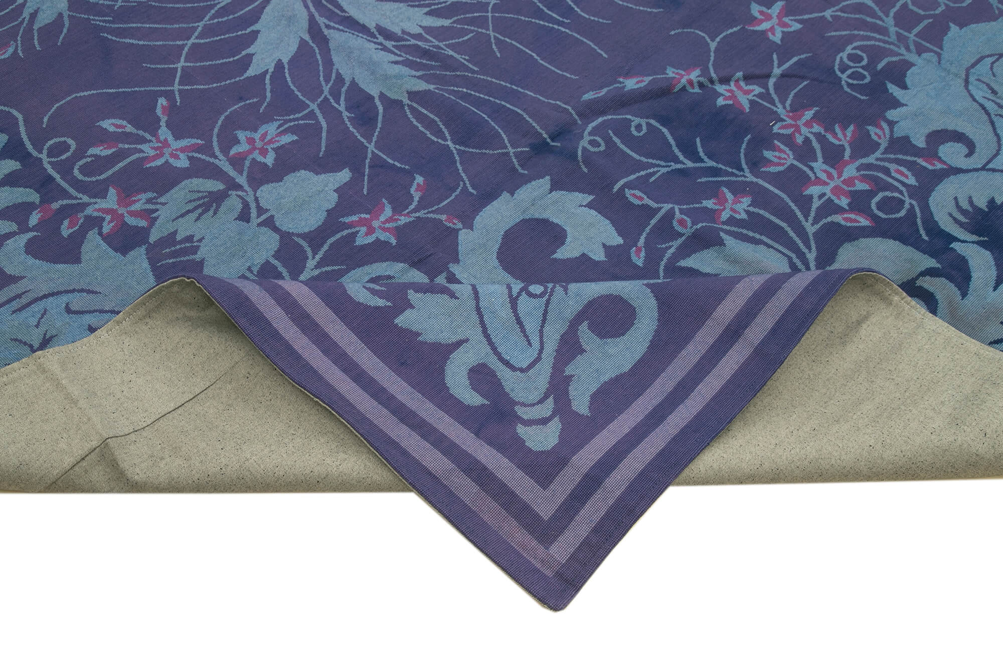 Handmade Wool Area Rug – Blue Floral Rug | Durable Cotton Wool Carpet 10'1''x14'8''