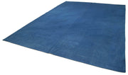 Handmade Area Rug – Blue Floral Pattern Cotton Wool Vintage Carpet 9'3''x12'10''