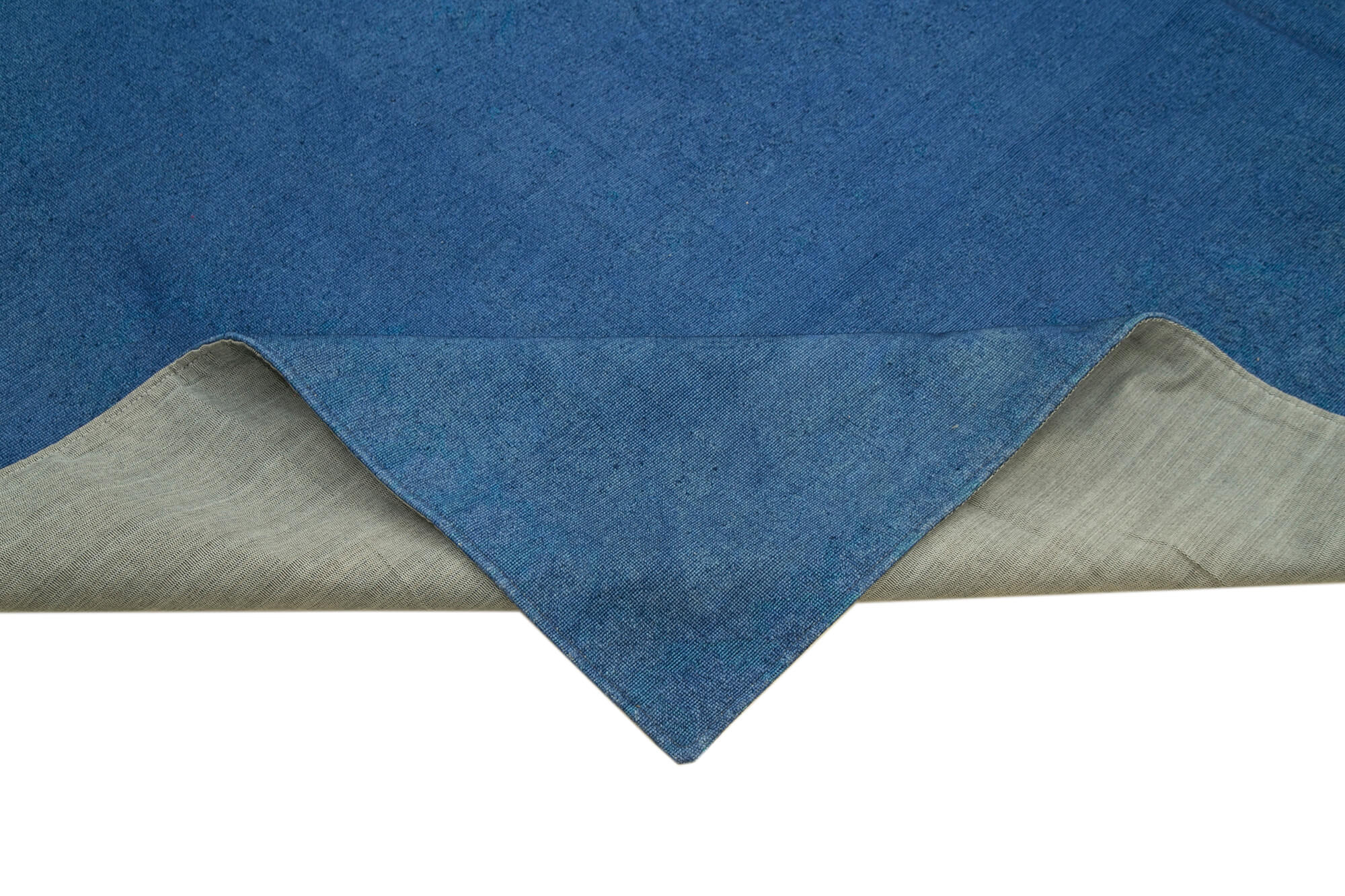 Handmade Area Rug – Blue Floral Pattern Cotton Wool Vintage Carpet 9'3''x12'10''
