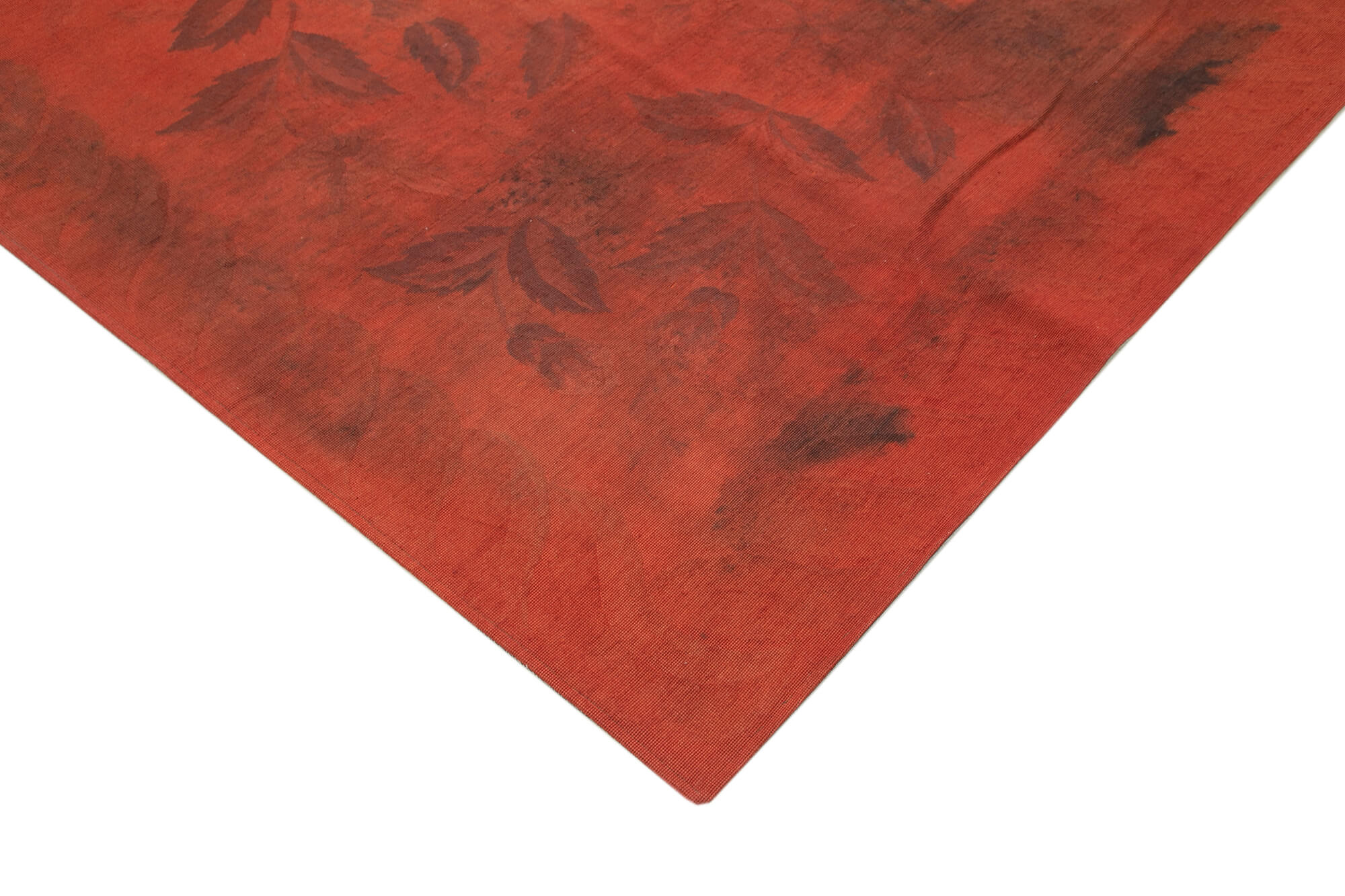 Handmade Area Rug – Needlepoint Red Floral Cotton Wool Carpet 9'1'' x 11'9''