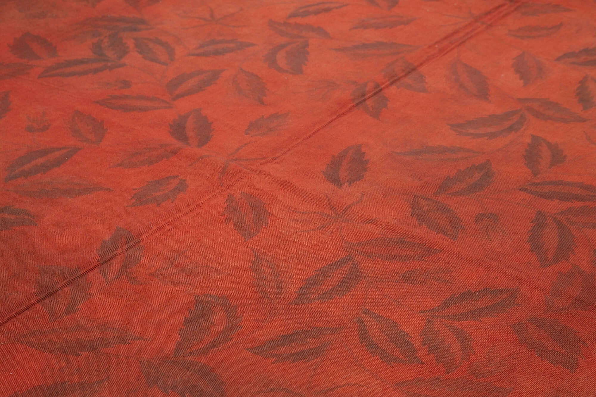 Handmade Area Rug – Needlepoint Red Floral Cotton Wool Carpet 9'1'' x 11'9''