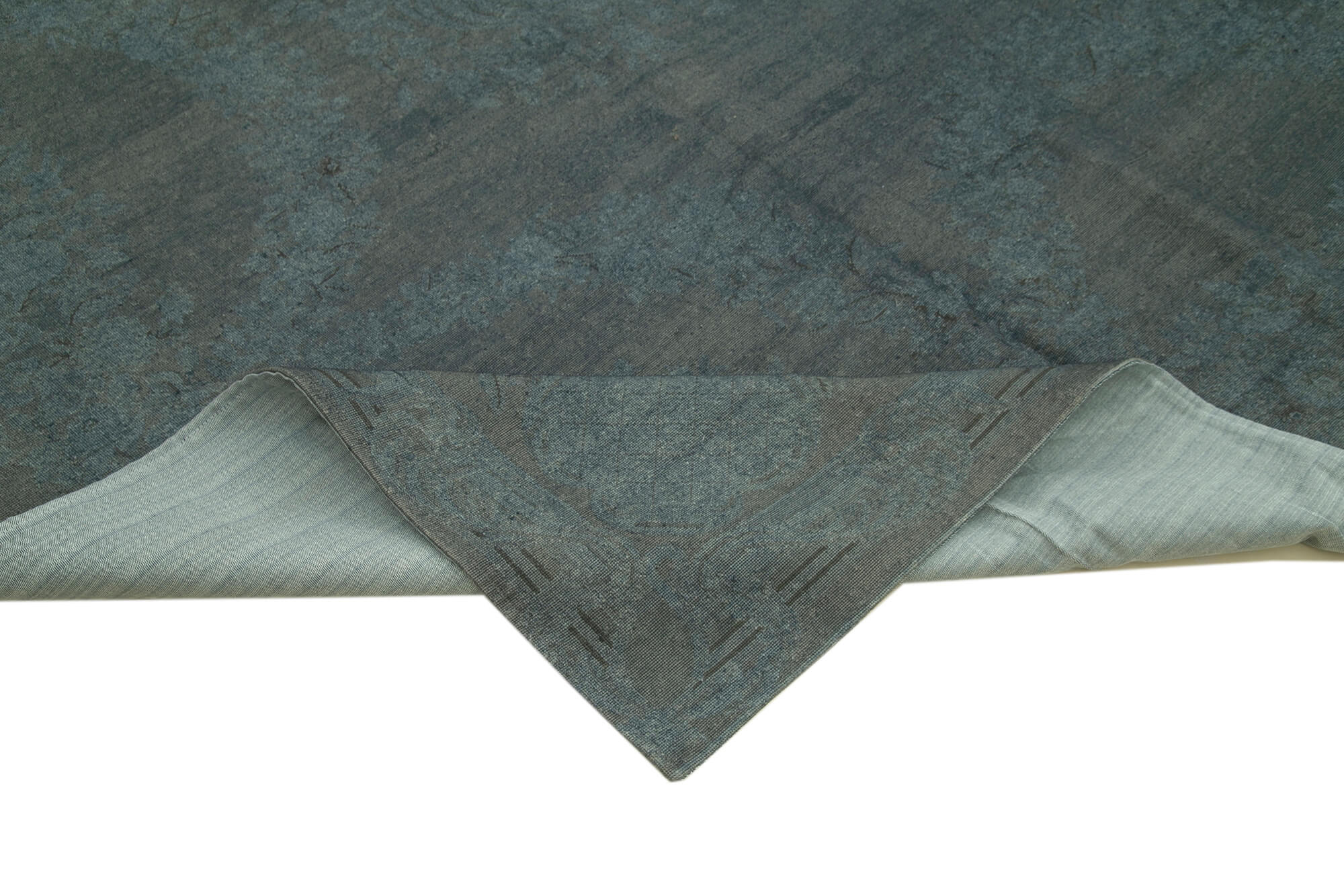 Handmade Area Rug - Vintage Wool Rug Grey Floral Carpet 9'0''x12'5'' Cotton Wool