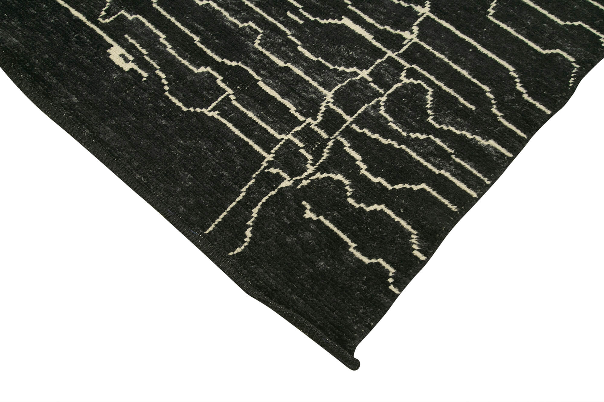 Handmade Wool Cotton Rug – Black Geometric Area Rug | Durable Living Room Carpet 6'3''x9'1''