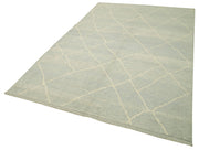 Handmade Wool Cotton Rug - Blue Geometric Pattern Rug | Vintage Turkish Carpet 6'2''x9'1''