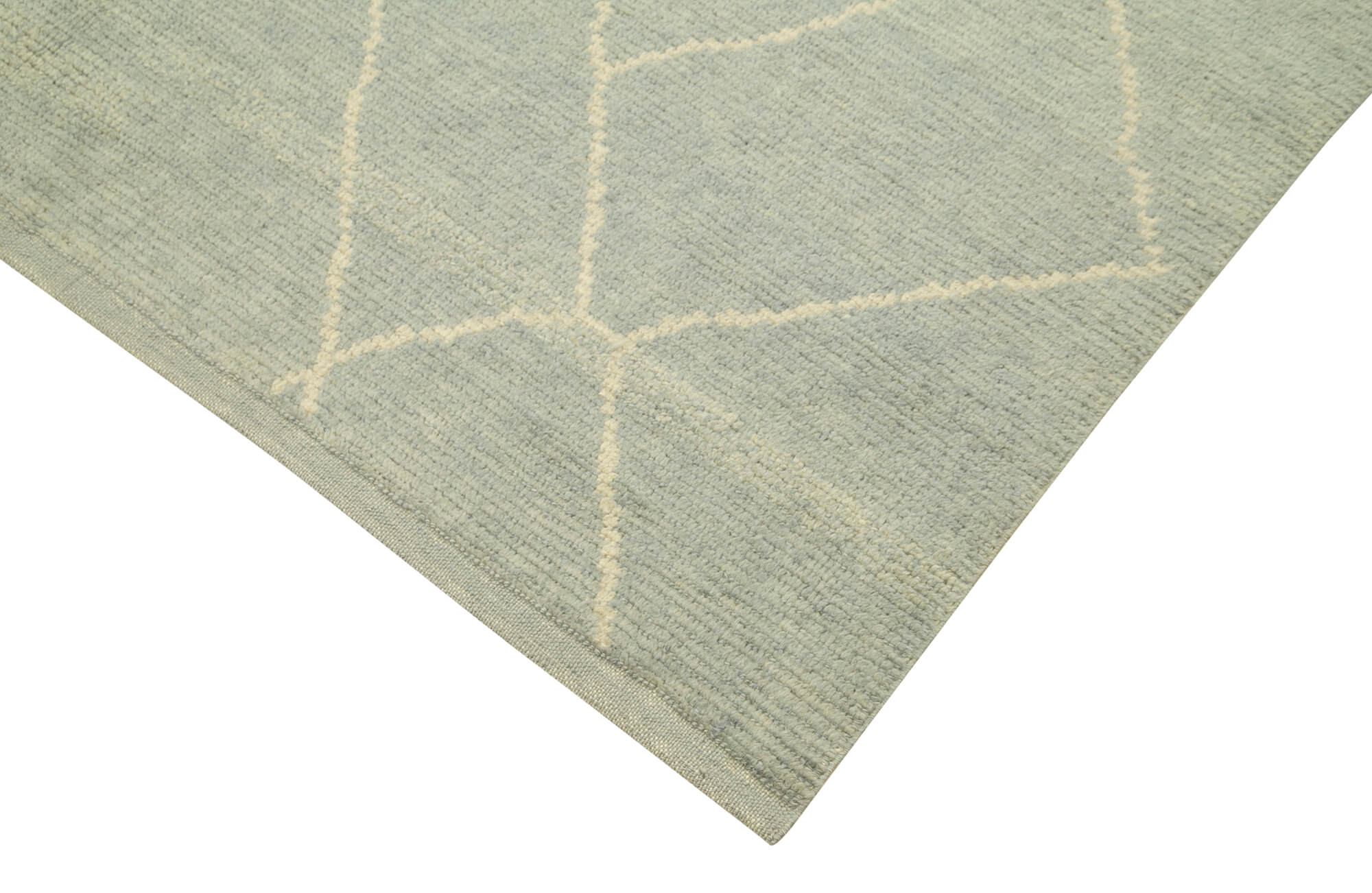 Handmade Wool Cotton Rug - Blue Geometric Pattern Rug | Vintage Turkish Carpet 6'2''x9'1''