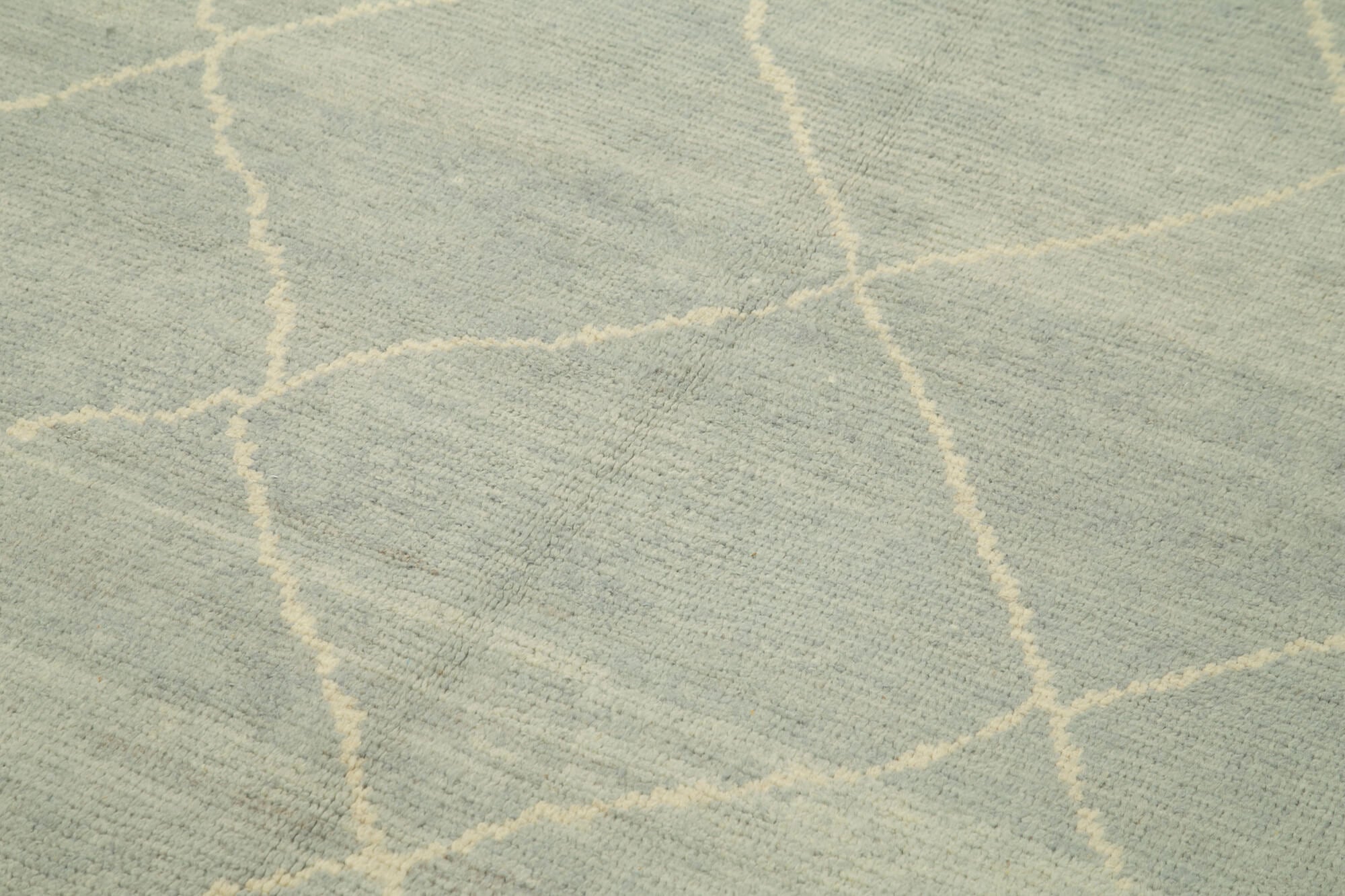 Handmade Wool Cotton Rug - Blue Geometric Pattern Rug | Vintage Turkish Carpet 6'2''x9'1''