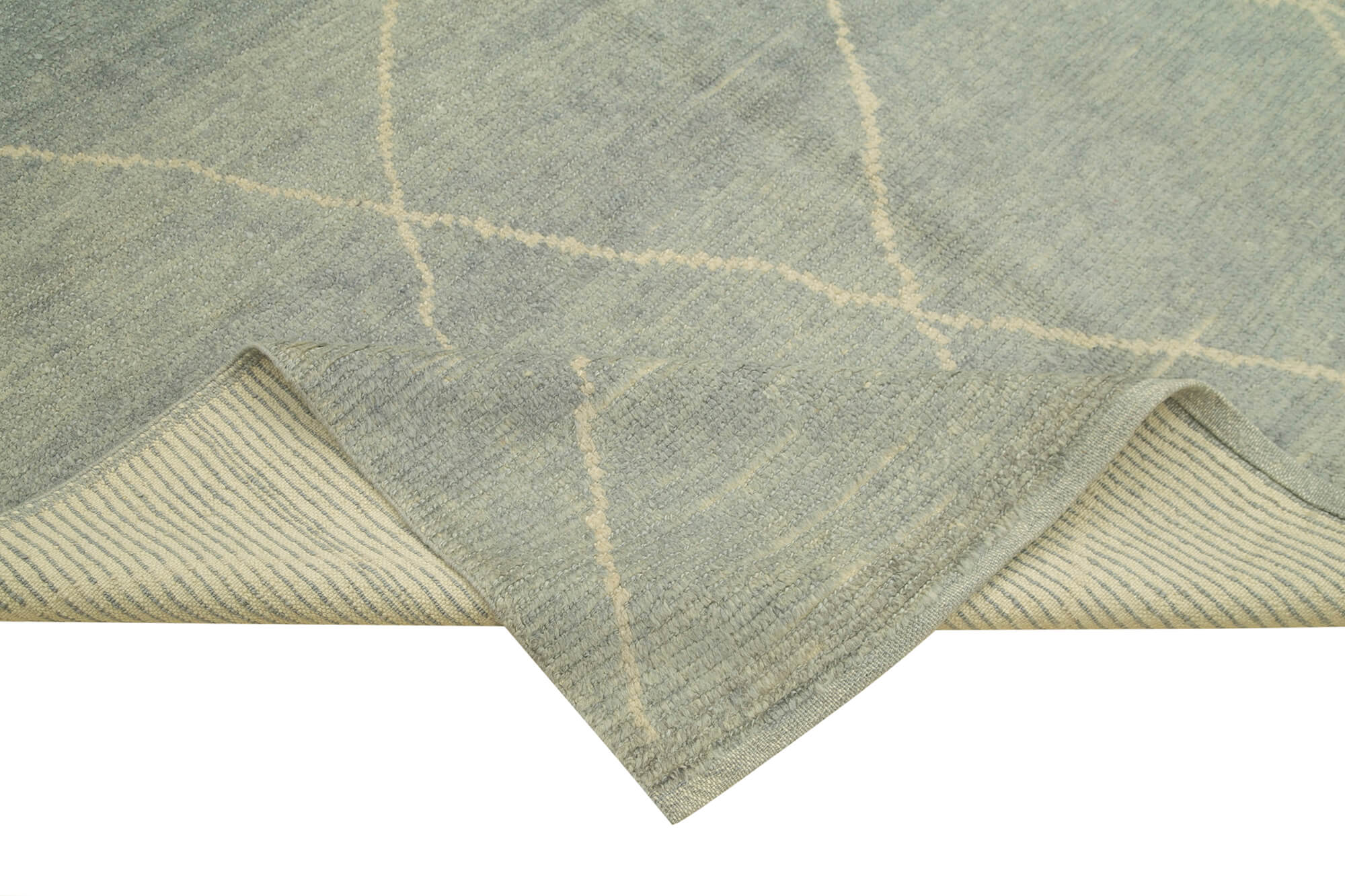 Handmade Wool Cotton Rug - Blue Geometric Pattern Rug | Vintage Turkish Carpet 6'2''x9'1''