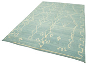 Handmade Wool Cotton Rug - Blue Geometric Pattern, 6x9 Feet Decorative Area Carpet