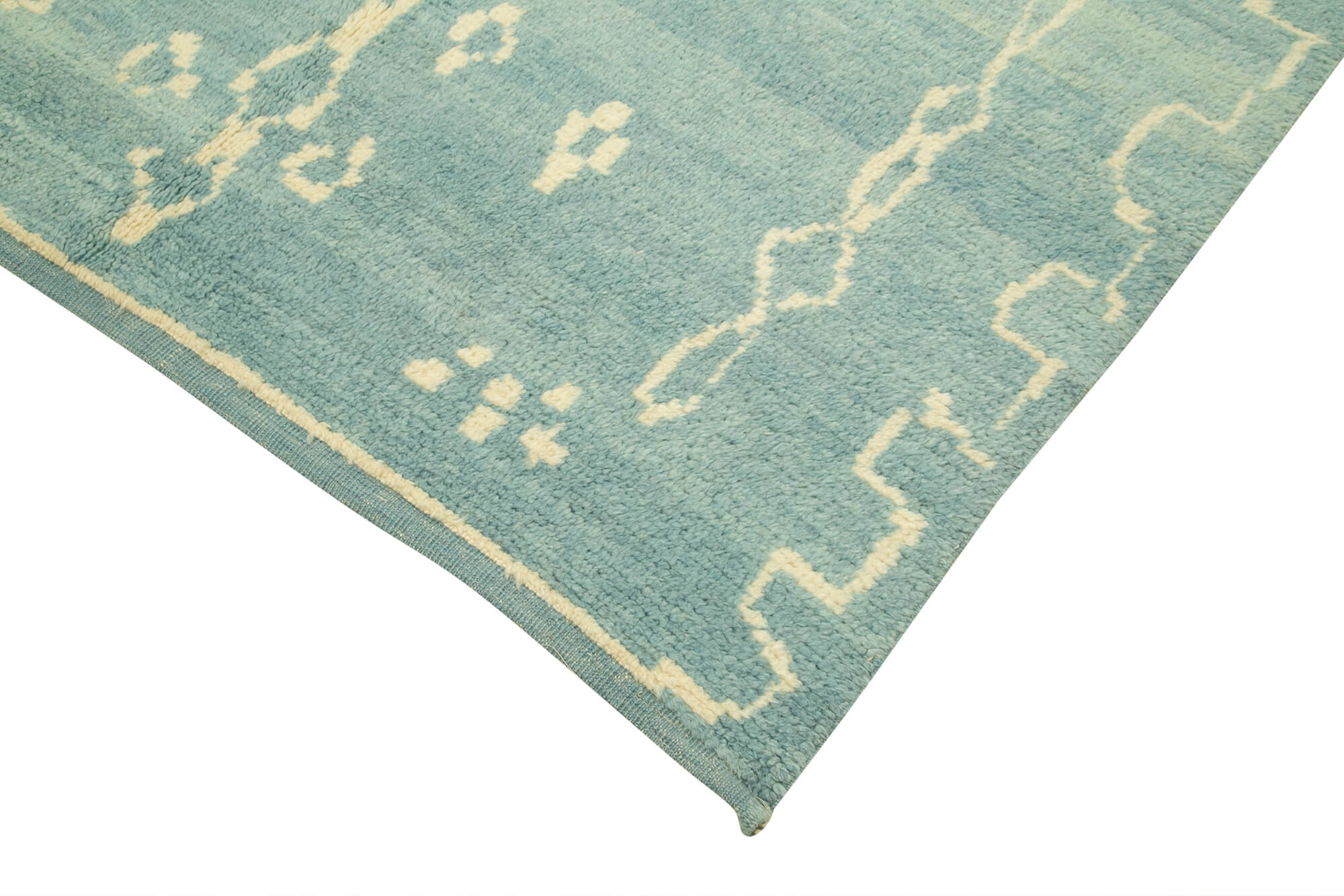 Handmade Wool Cotton Rug - Blue Geometric Pattern, 6x9 Feet Decorative Area Carpet