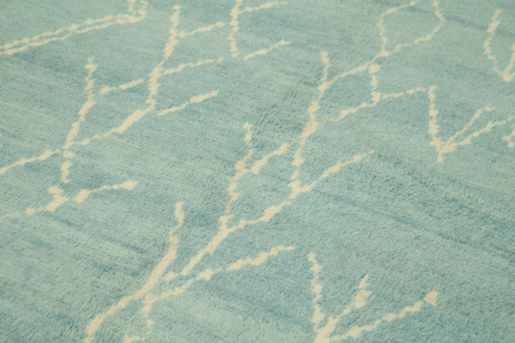 Handmade Wool Cotton Rug - Blue Geometric Pattern, 6x9 Feet Decorative Area Carpet
