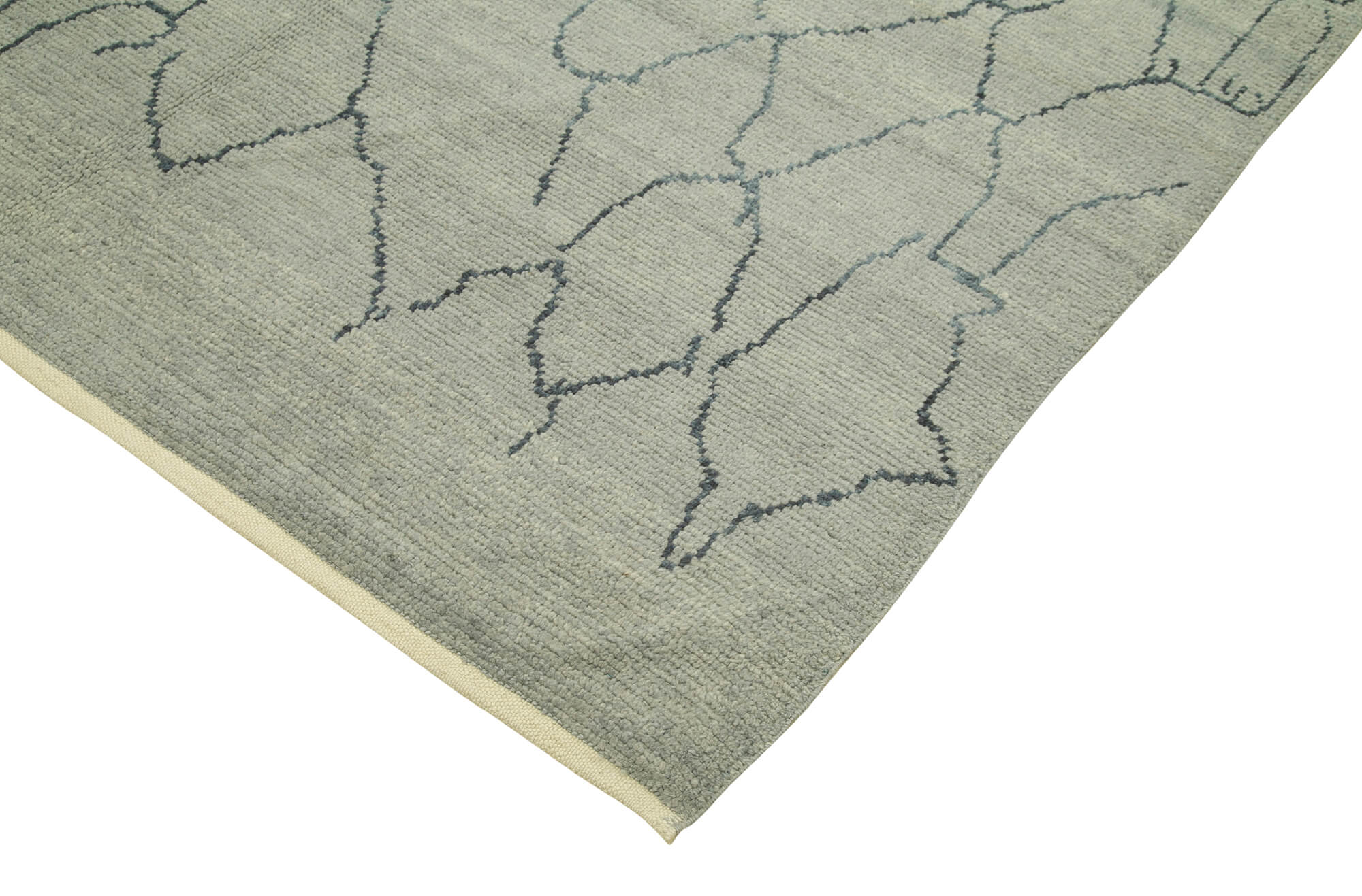 Handmade Wool Cotton Rug – Grey Geometric Vintage Turkish Carpet 6'2''x9'1''
