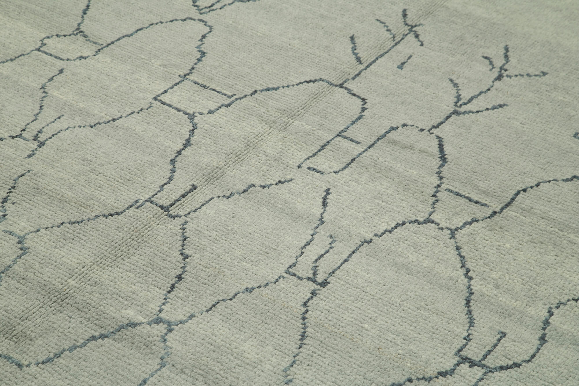 Handmade Wool Cotton Rug – Grey Geometric Vintage Turkish Carpet 6'2''x9'1''