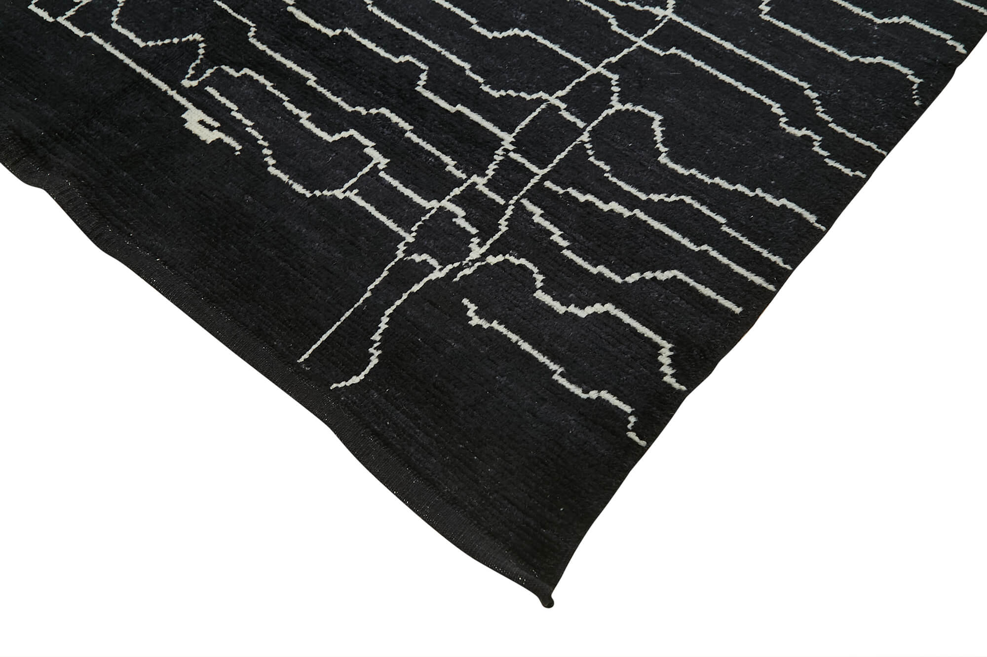 Handmade Wool Cotton Rug – Black Geometric Area Rug 6'3''x10'2'' by Agacan