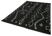Handmade Wool Rug – Black Geometric Area Rug | Cotton Wool Blend, Durable Floor Covering 6'4''x9'4''