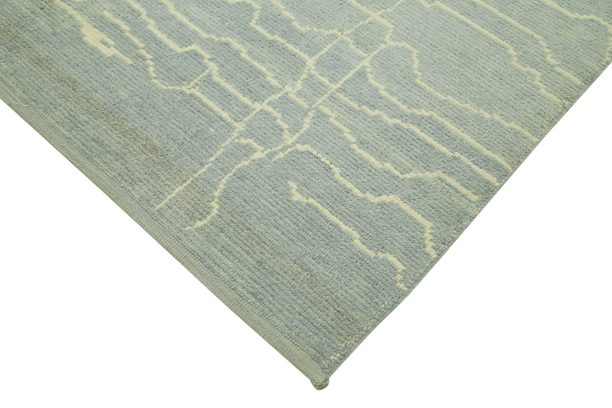 Handmade Wool Cotton Rug - Blue Geometric Pattern Carpet | 6x10 Feet Durable Area Rug