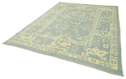Handmade Wool Cotton Rug – Blue Geometric Area Rug | Soft Durable Turkish Vintage Carpet 7'9''x9'11''