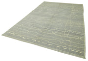 Handmade Wool Cotton Rug - Blue Geometric Rug 6x9 Feet | Durable Natural Fiber Carpet