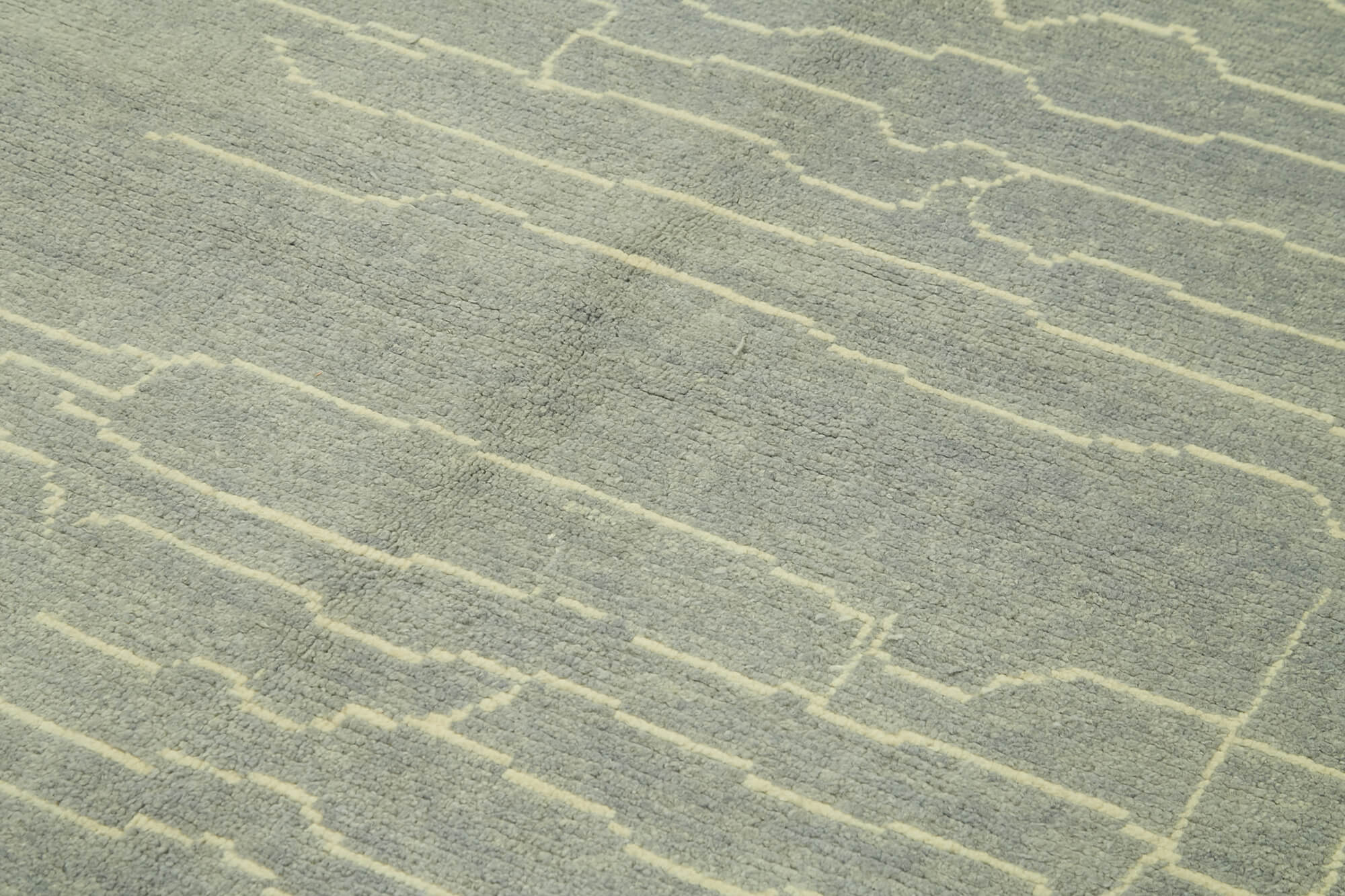 Handmade Wool Cotton Rug - Blue Geometric Rug 6x9 Feet | Durable Natural Fiber Carpet