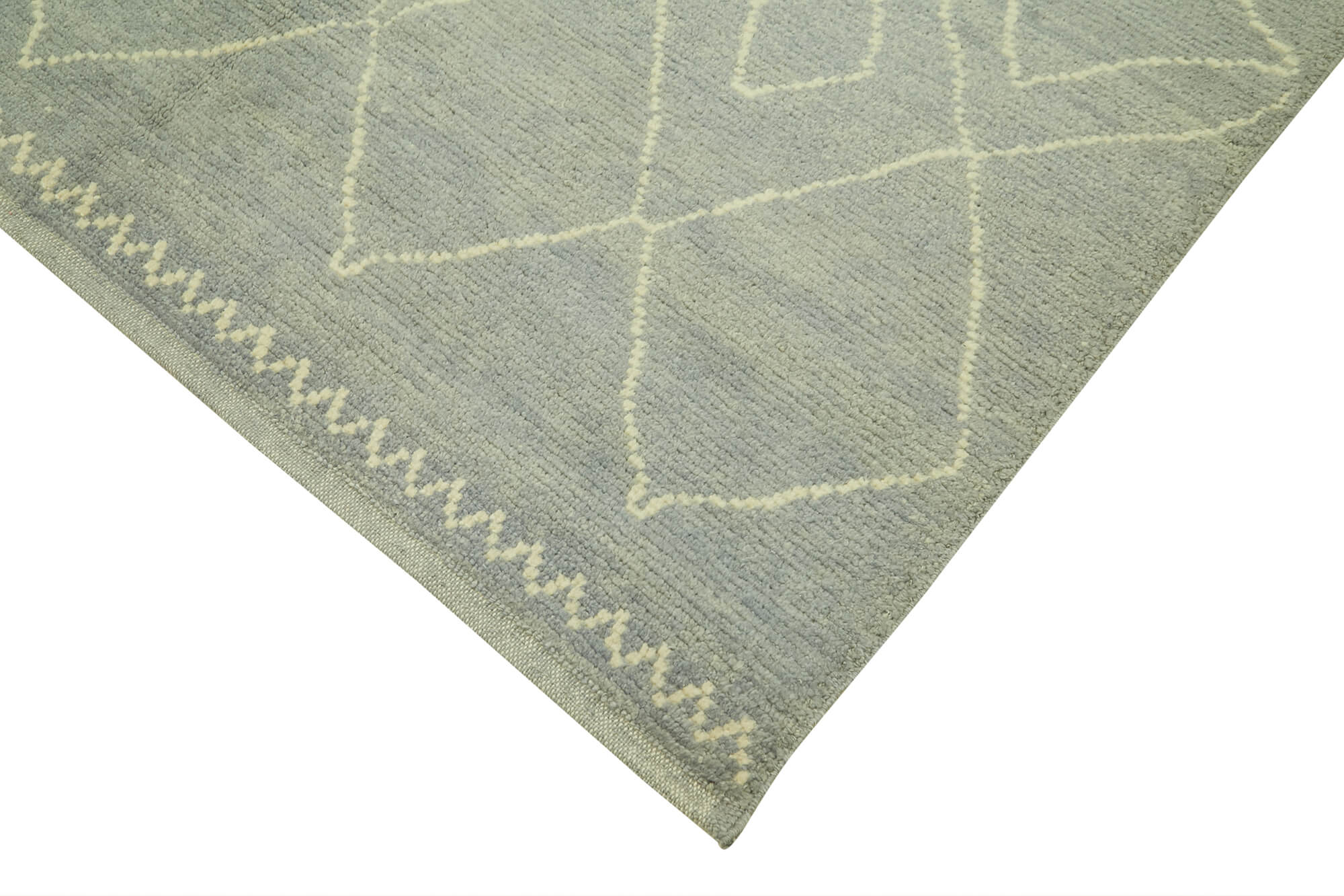 Handmade Wool Cotton Rug – Blue Geometric Pattern 6x10 Wool Area Rug