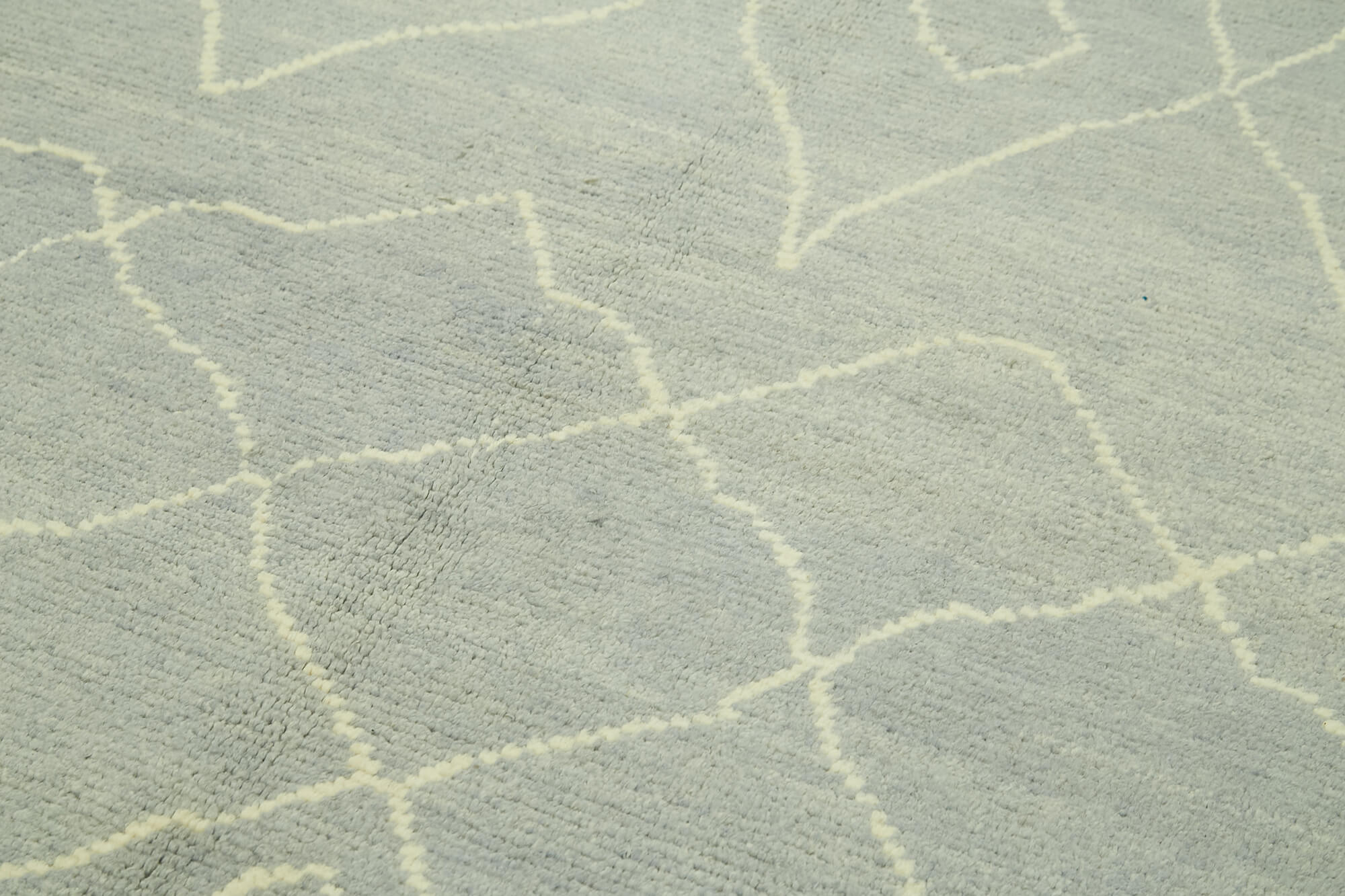 Handmade Wool Cotton Rug – Blue Geometric Pattern 6x10 Wool Area Rug