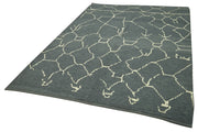 Handmade Wool Cotton Rug – Grey Geometric Pattern Carpet | Durable Natural Fiber Area Rug 6'1''x8'11''