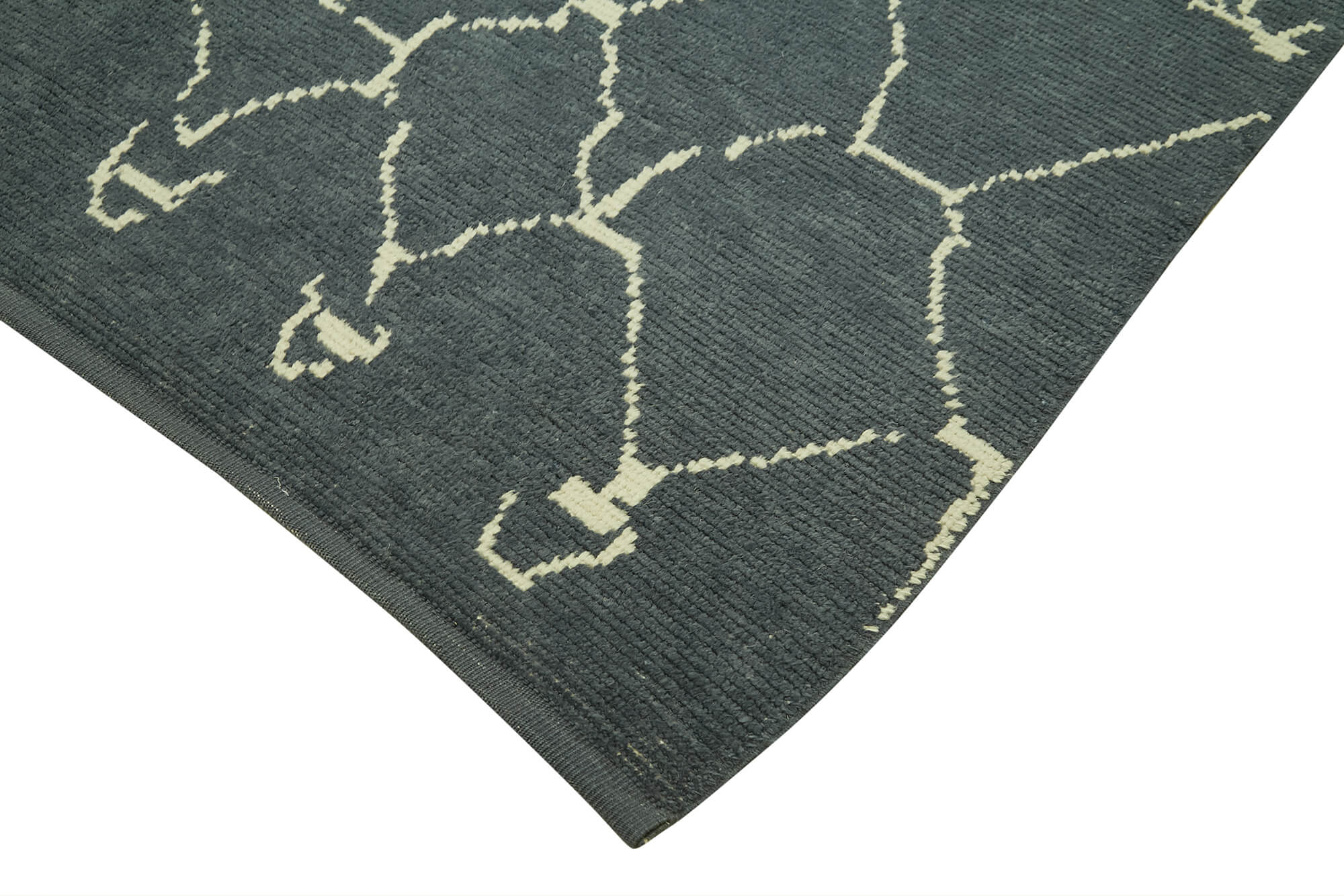 Handmade Wool Cotton Rug – Grey Geometric Pattern Carpet | Durable Natural Fiber Area Rug 6'1''x8'11''
