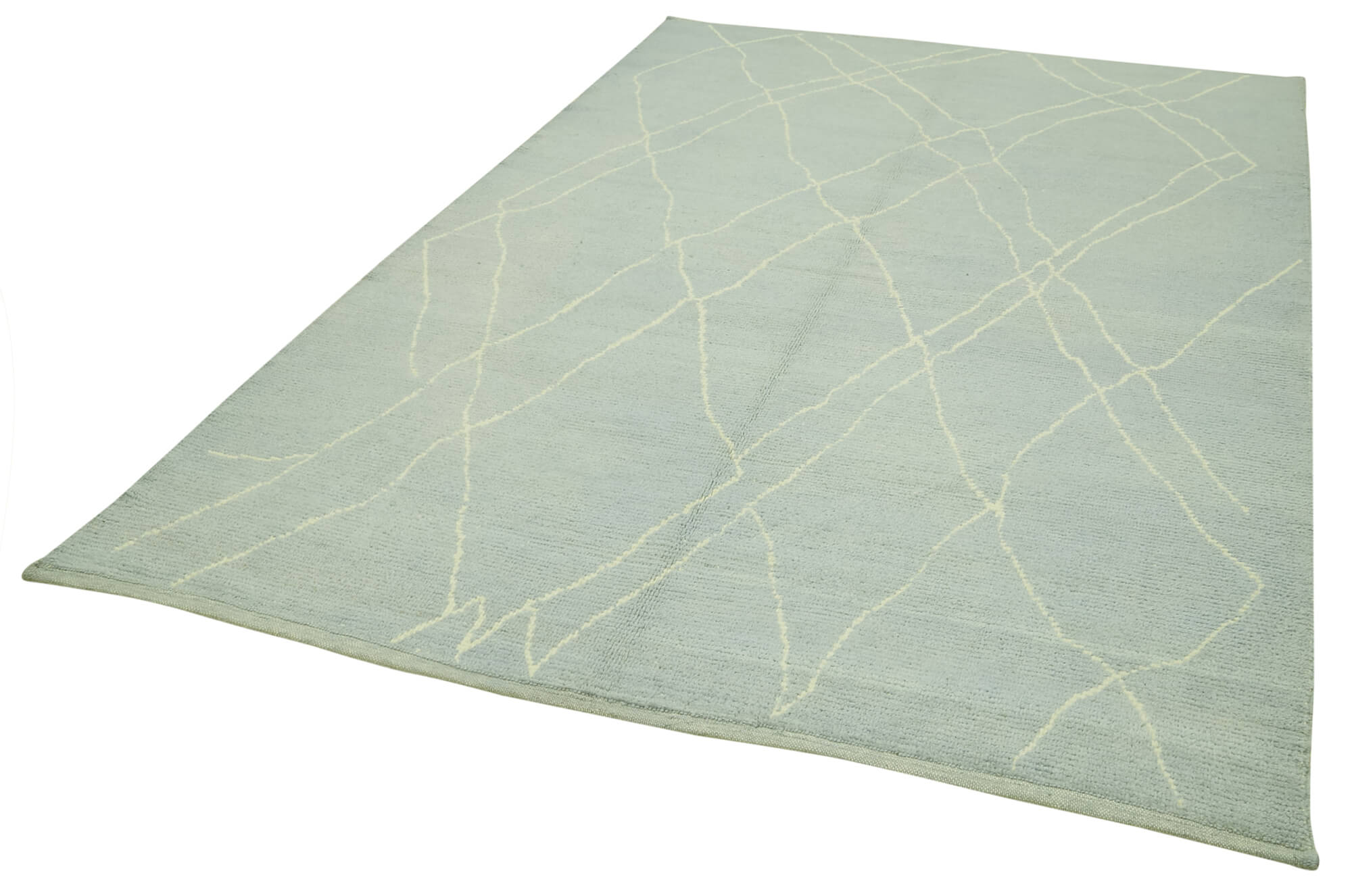 Handmade Wool Cotton Rug – Blue Geometric Pattern Carpet | 6x9 Feet Durable Living Room Rug