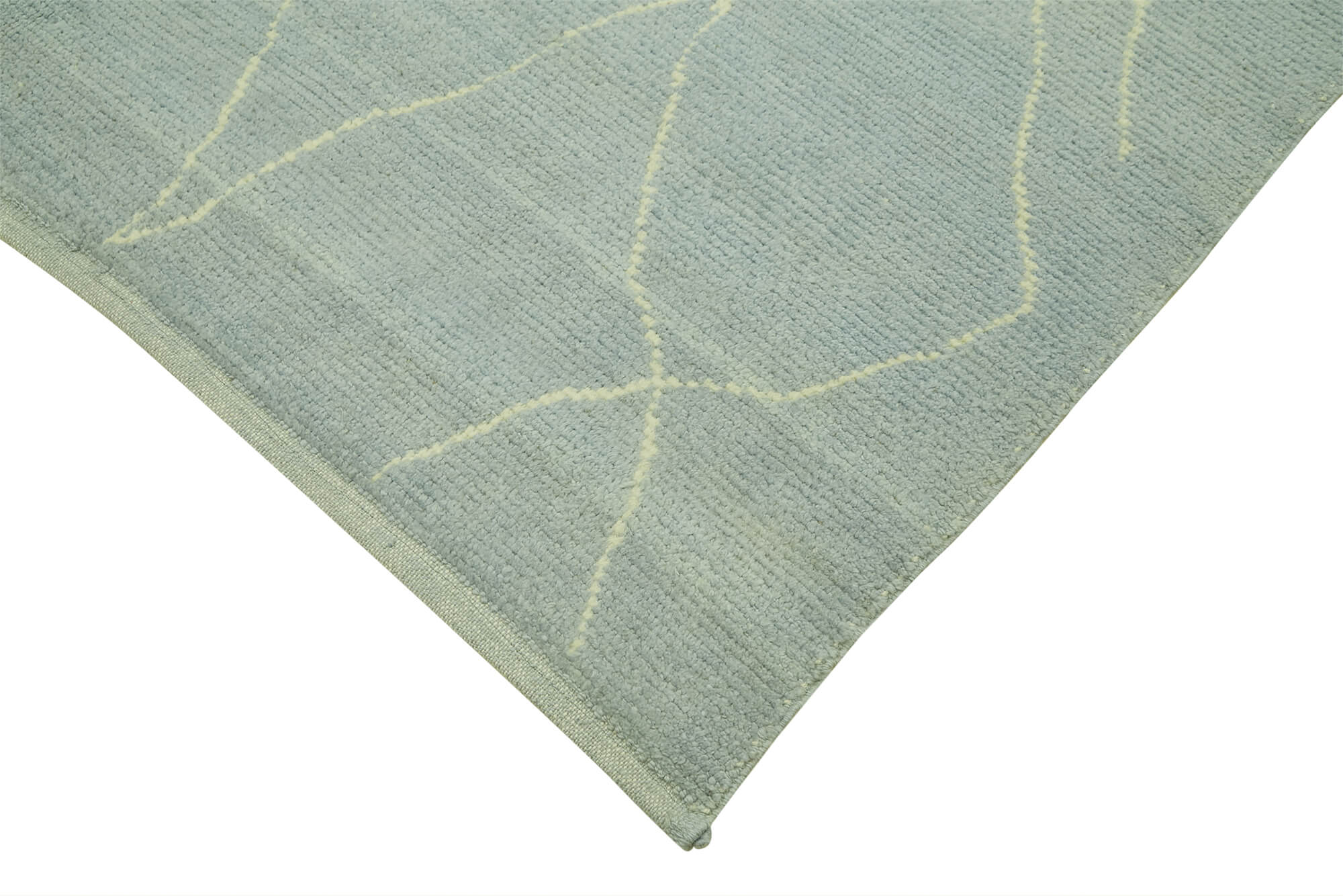Handmade Wool Cotton Rug – Blue Geometric Pattern Carpet | 6x9 Feet Durable Living Room Rug