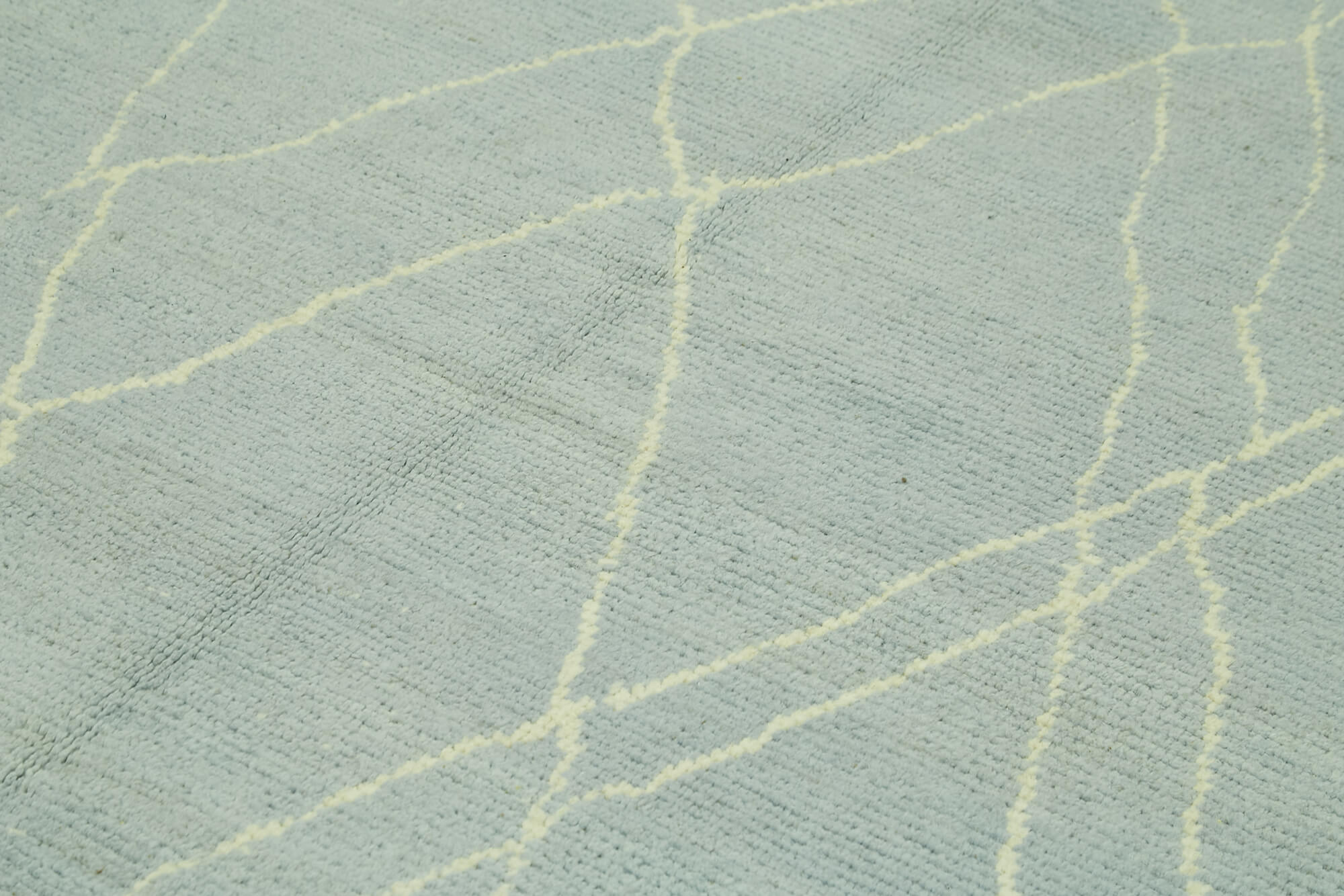 Handmade Wool Cotton Rug – Blue Geometric Pattern Carpet | 6x9 Feet Durable Living Room Rug
