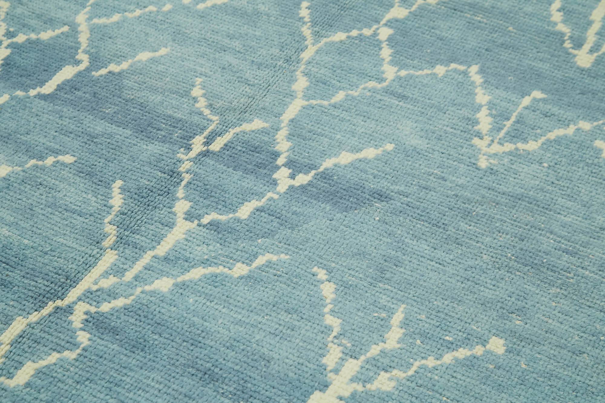 Handmade Wool Cotton Rug - Blue Geometric Pattern Carpet 6x9 Feet Area Rug